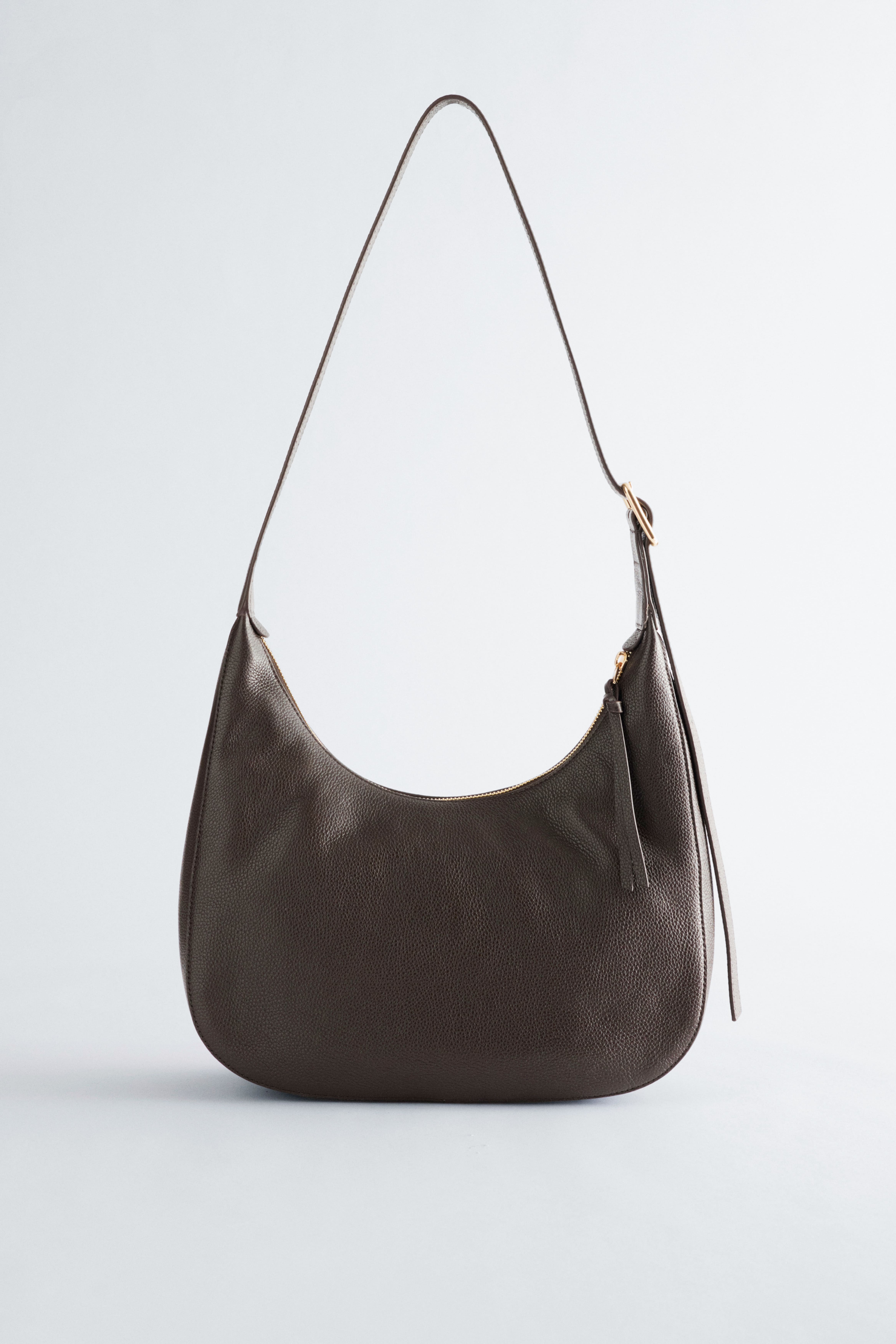 Umhängetasche aus Leder - Dunkelbraun/Leder/Beigefarbenes Veloursleder/Dusty Blue Leather