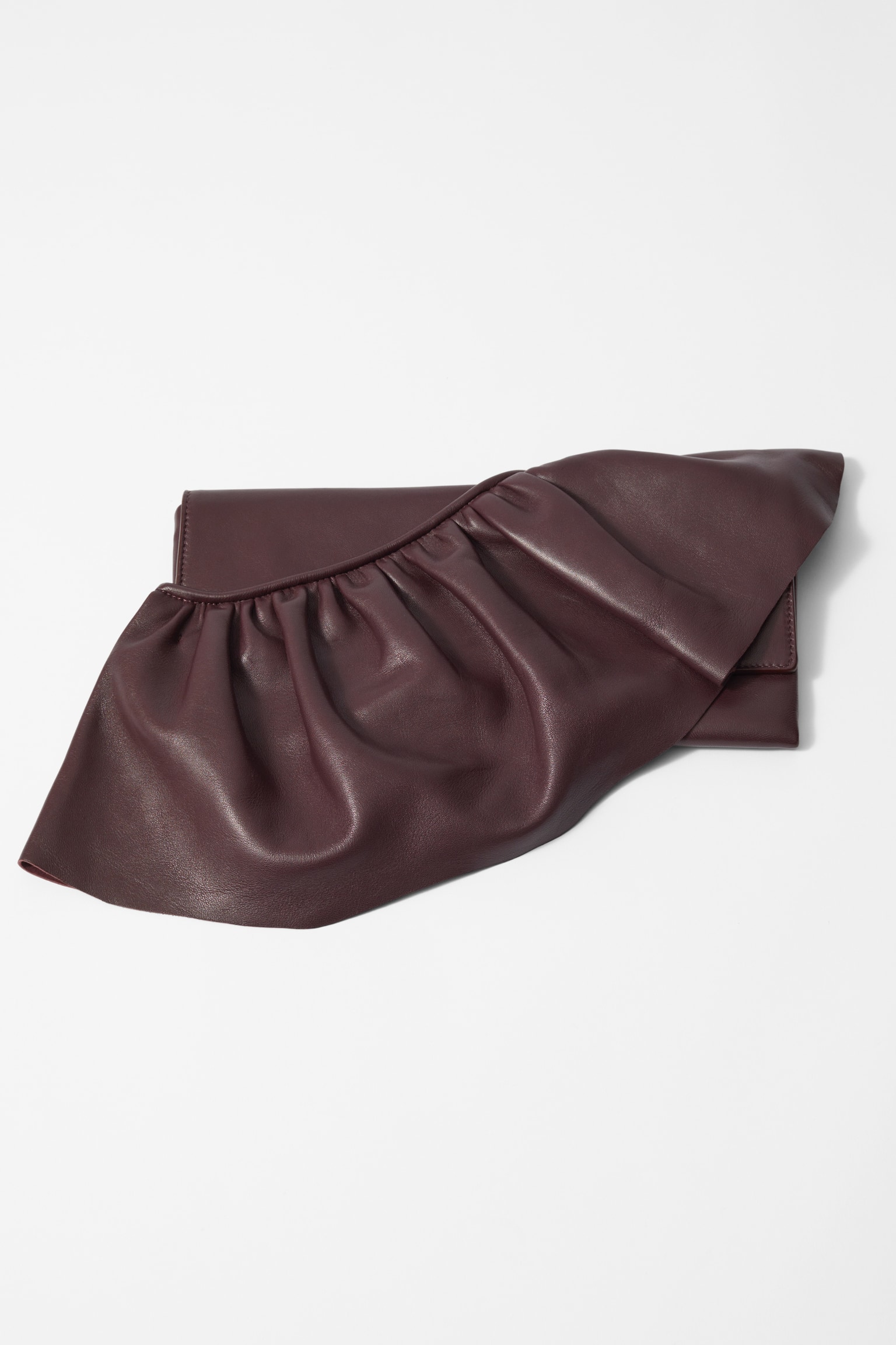 Oversized Frill Clutch - Burgundy - 5