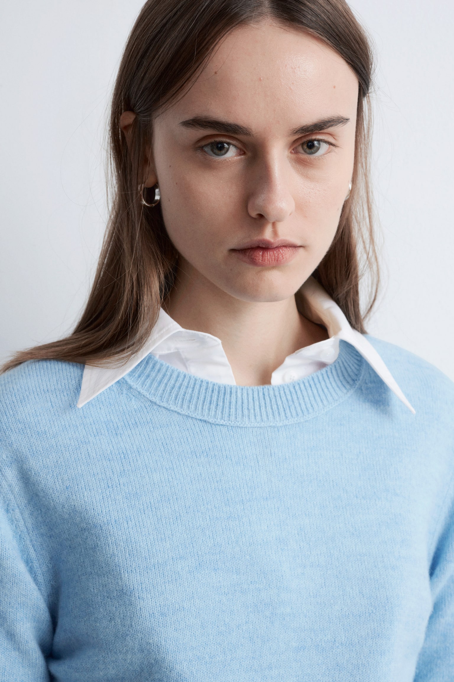 Pull en maille - Bleu clair mélangé/Rouge/Grège chiné clair/Noir - 1
