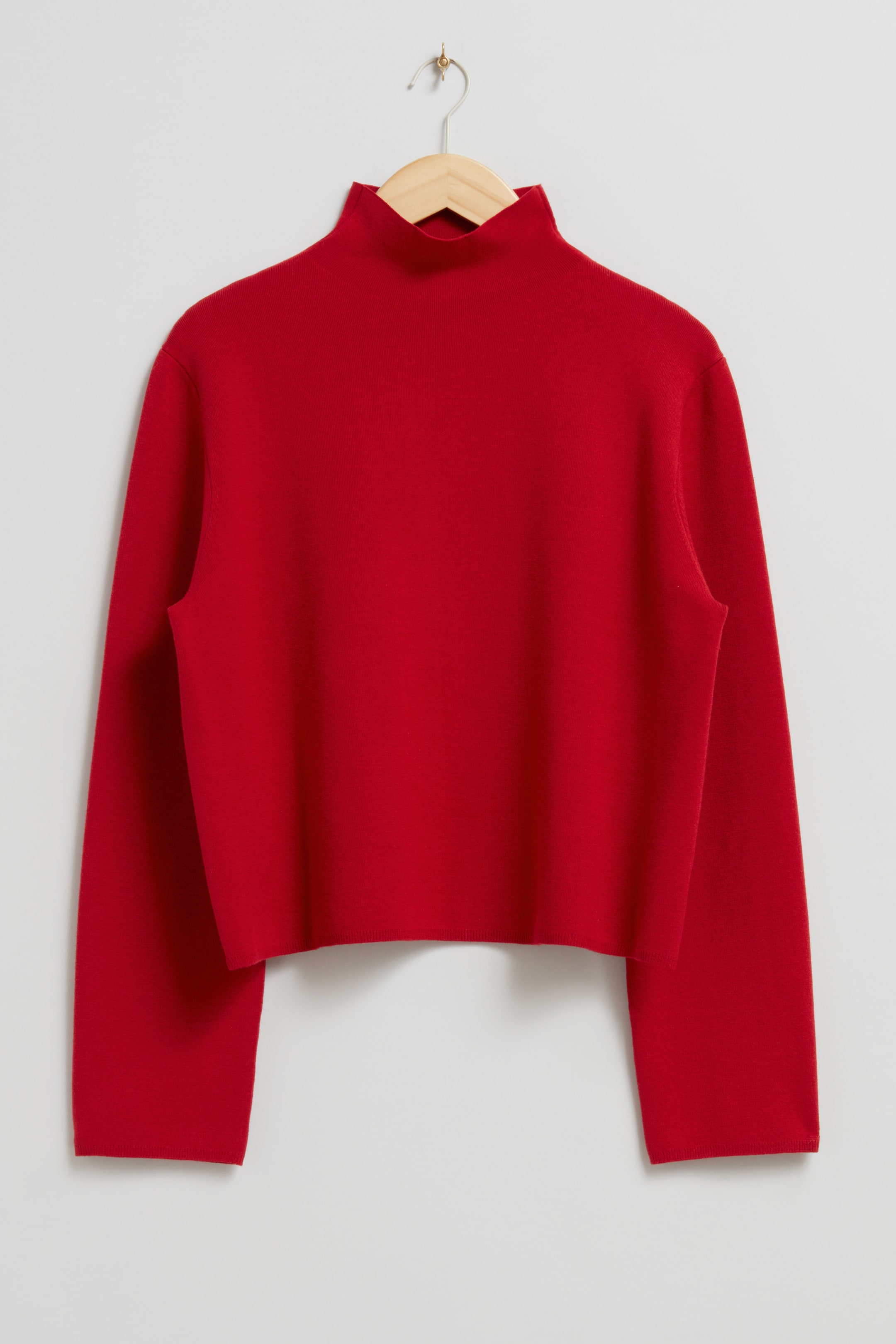 Boxy Turtleneck Knit Jumper - Turtleneck - Long sleeve - Red 