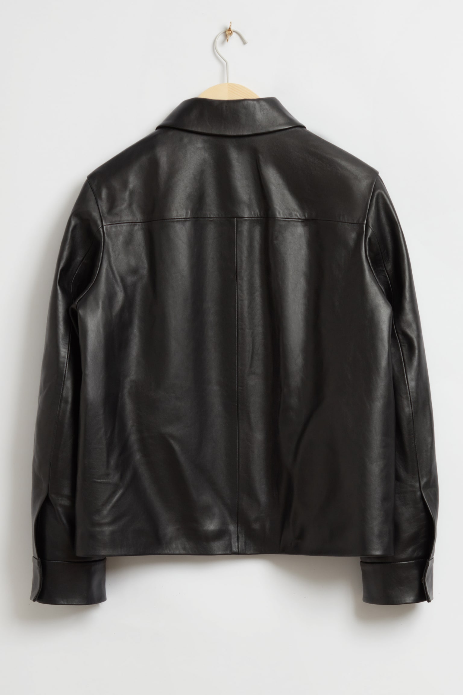 Regular Fit Leather Jacket - Black - 3