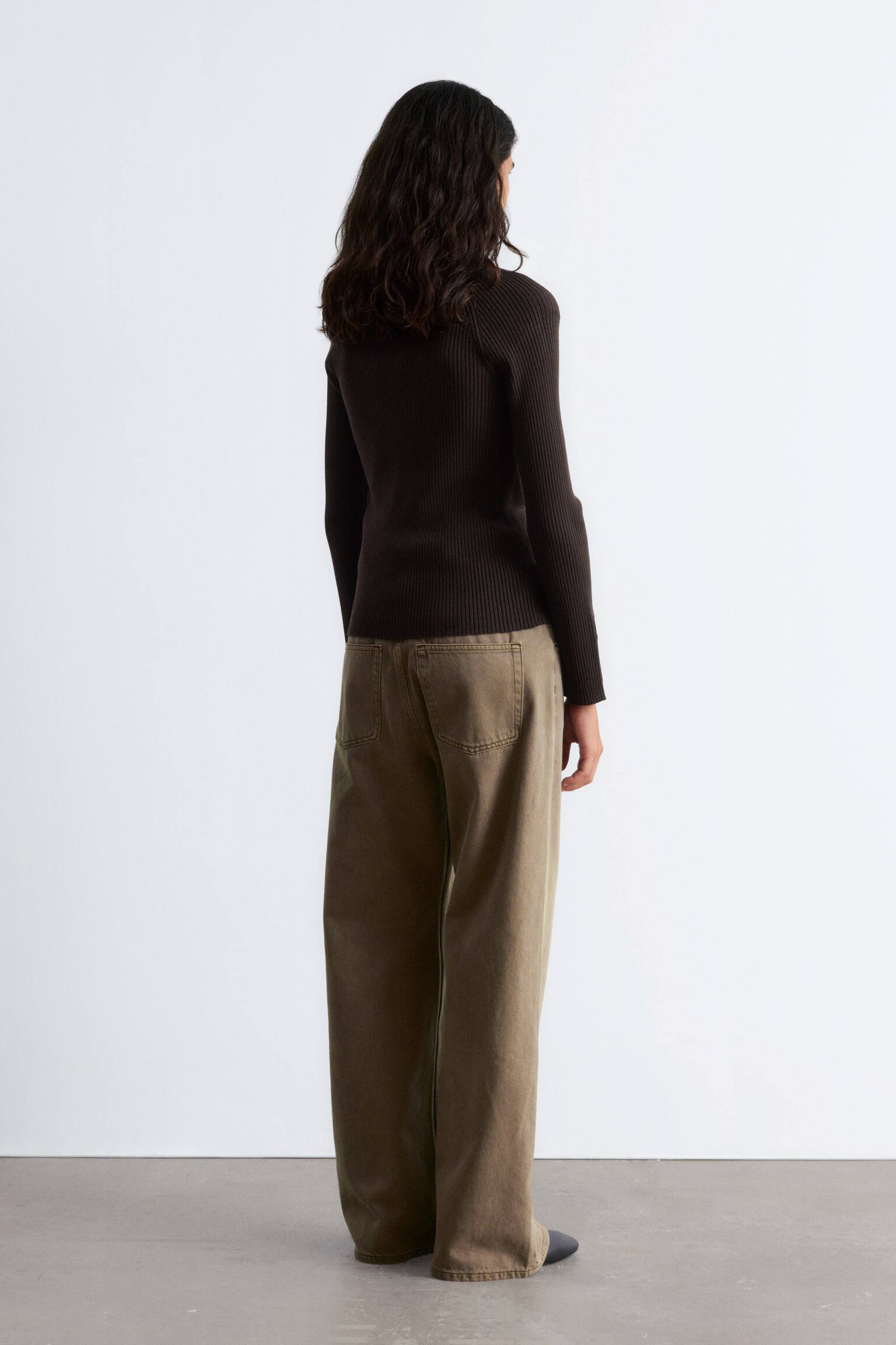 Ribgebreid poloshirt - Donkerbruin/Karamelbruin/Lichtblauw - 5