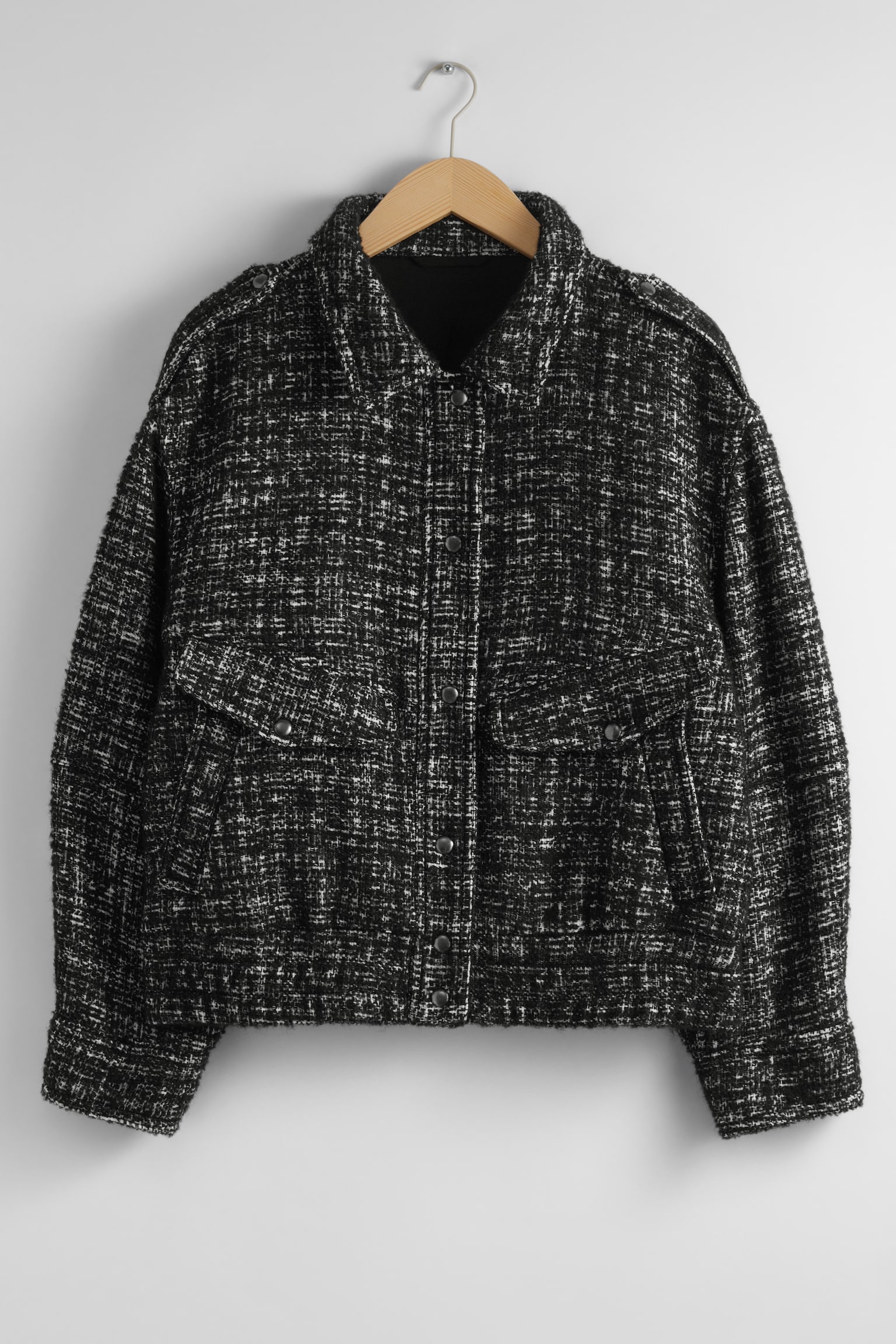 Boxy Tweed Jacket - Black Tweed - 2