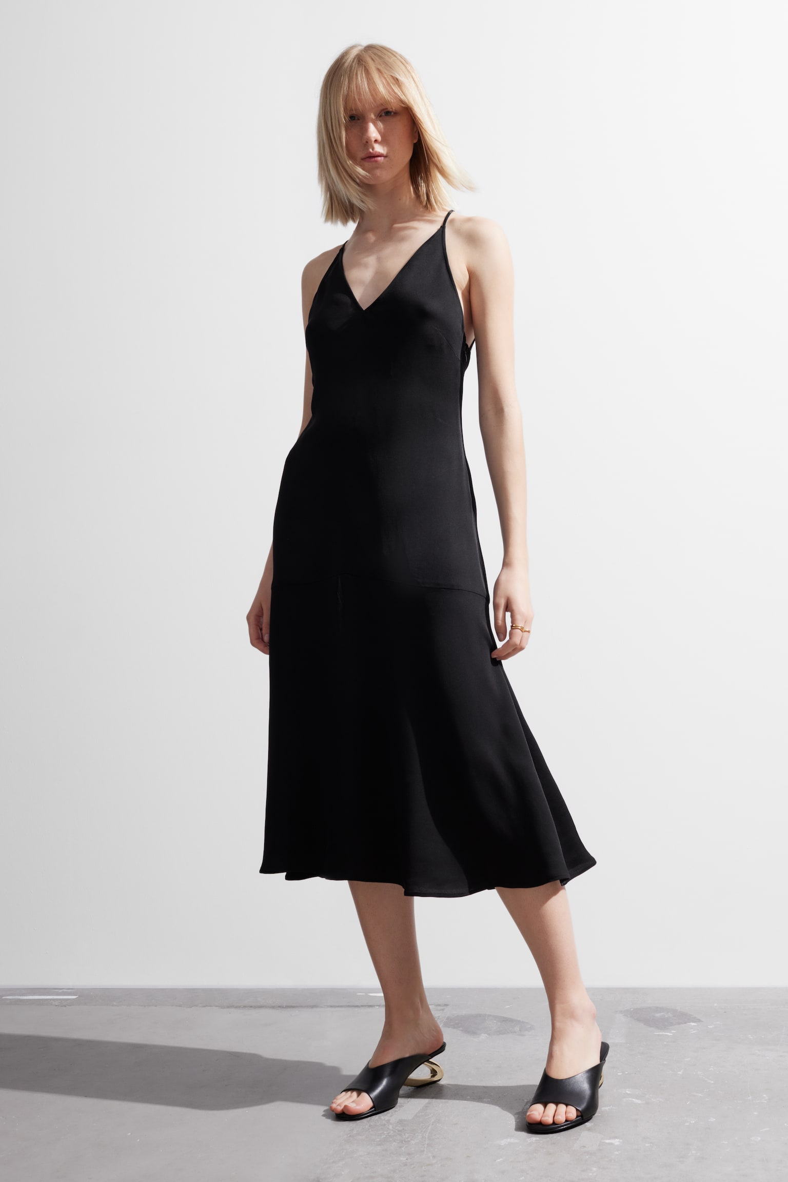 Halterneck Midi Dress - Black - 1