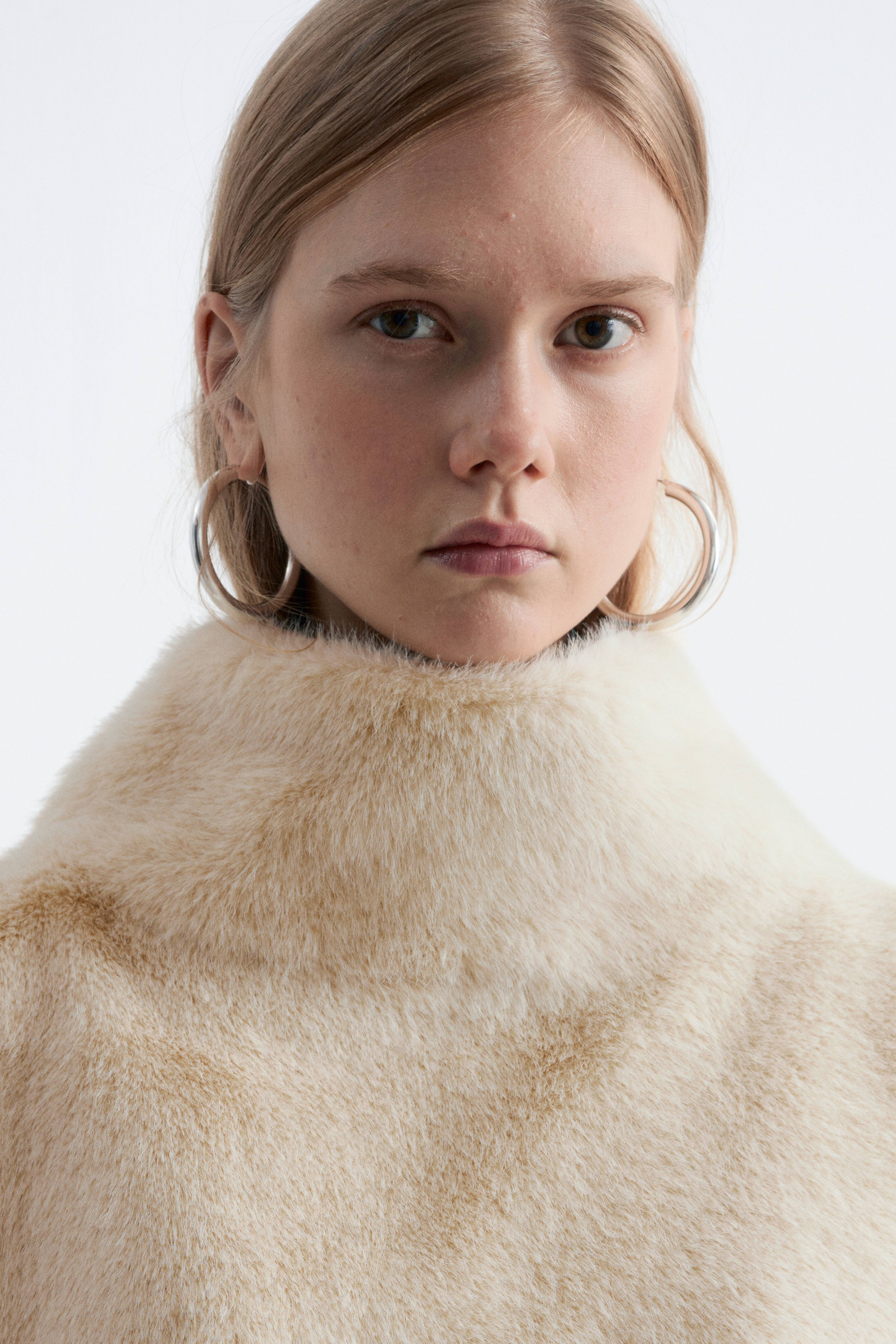 Fuskpälskrage - Crèmevit