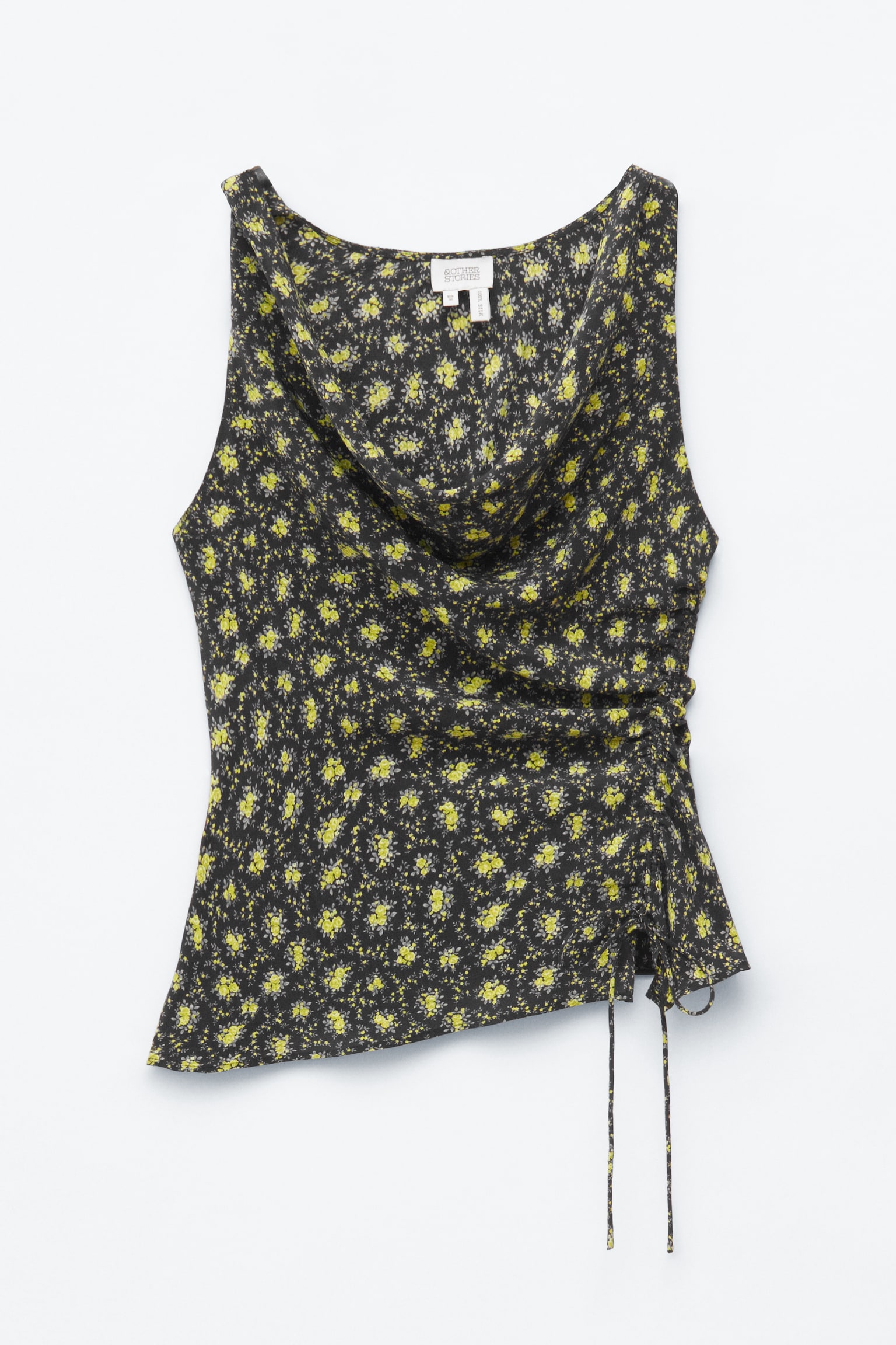 Haut imprimé à cordon de serrage - Noir/Imprimé fleuri/Turquoise clair - 1