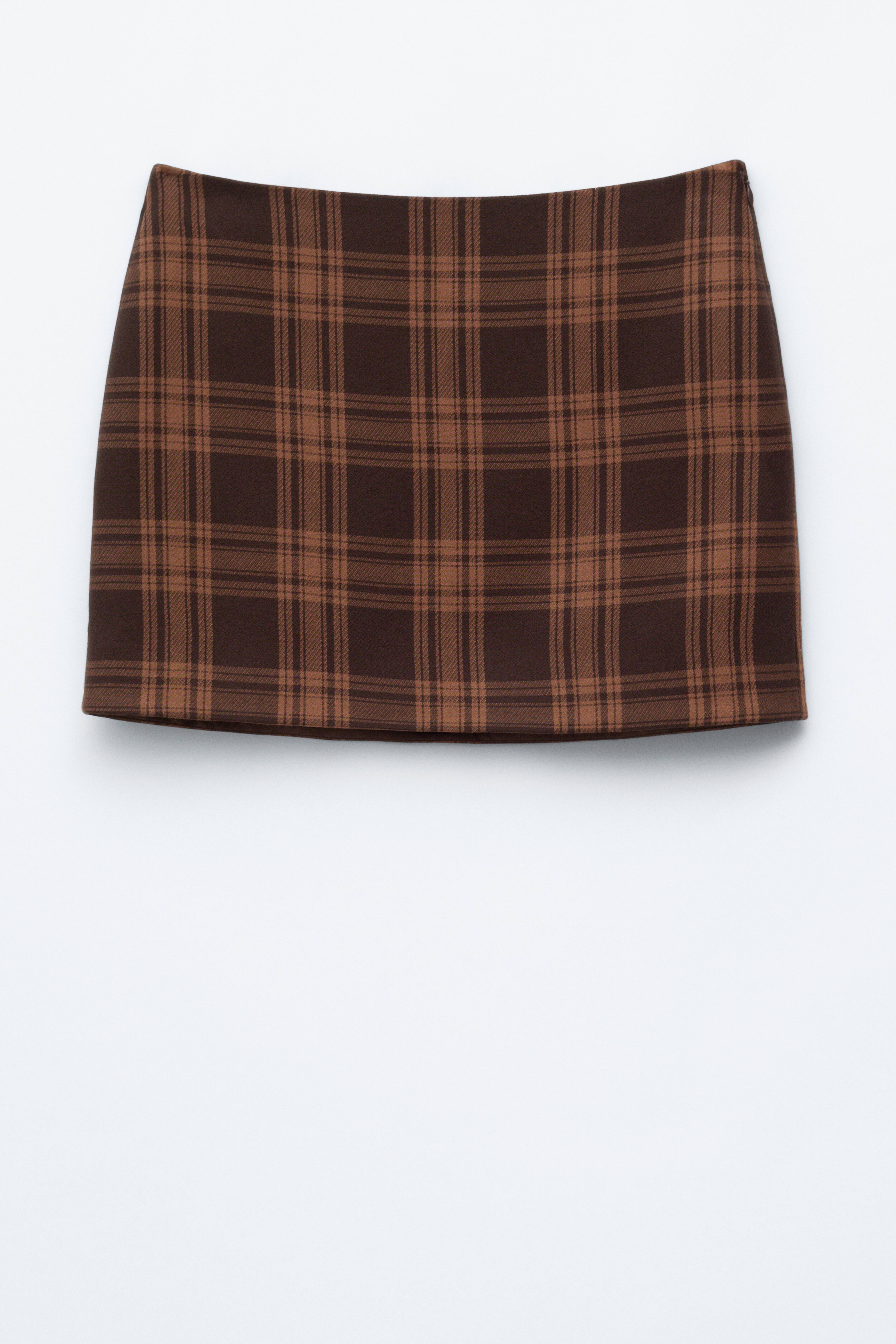 Karierter Minirock - Braun kariert
