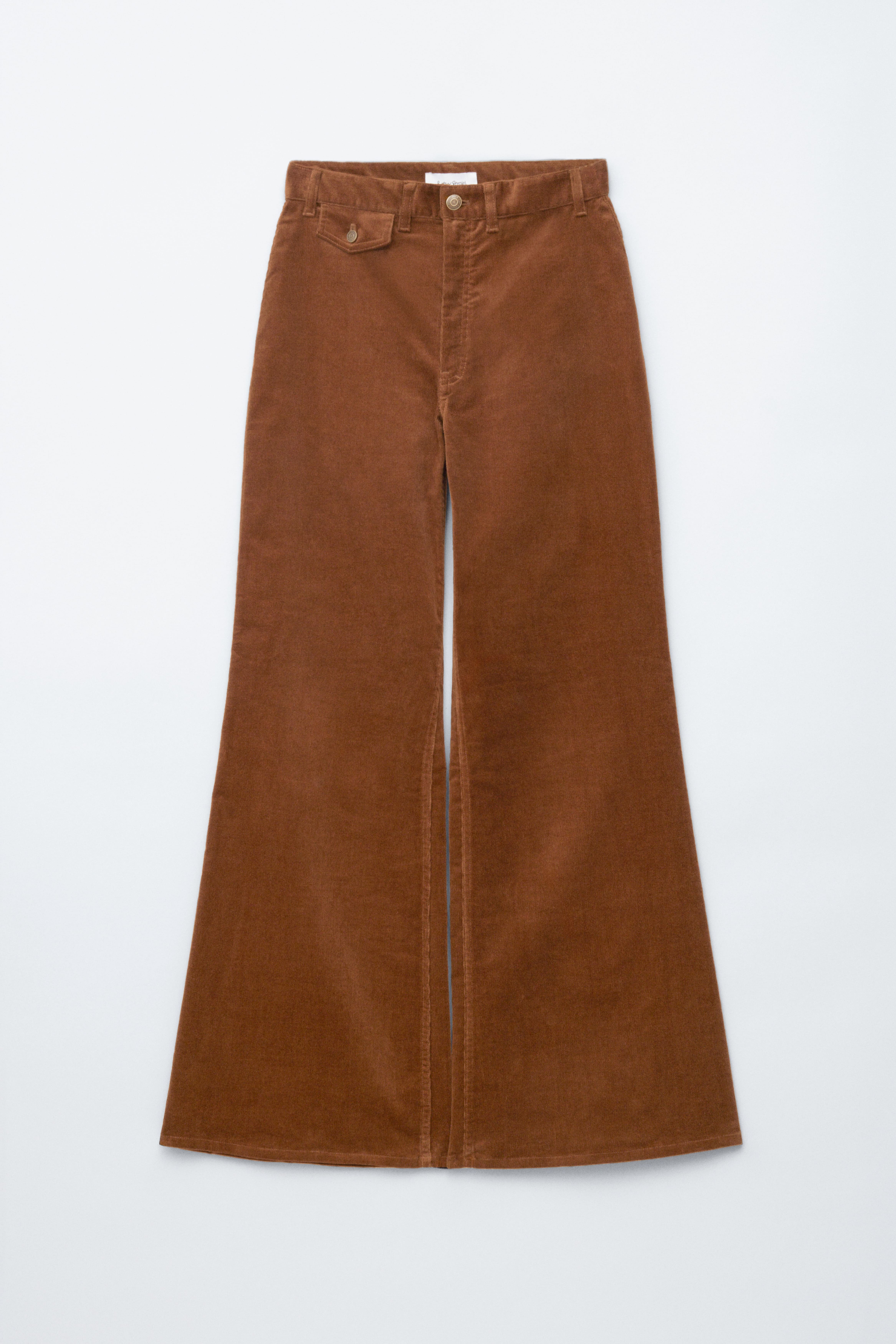 Pantalon évasé en velours côtelé - Brun moyen/Noir