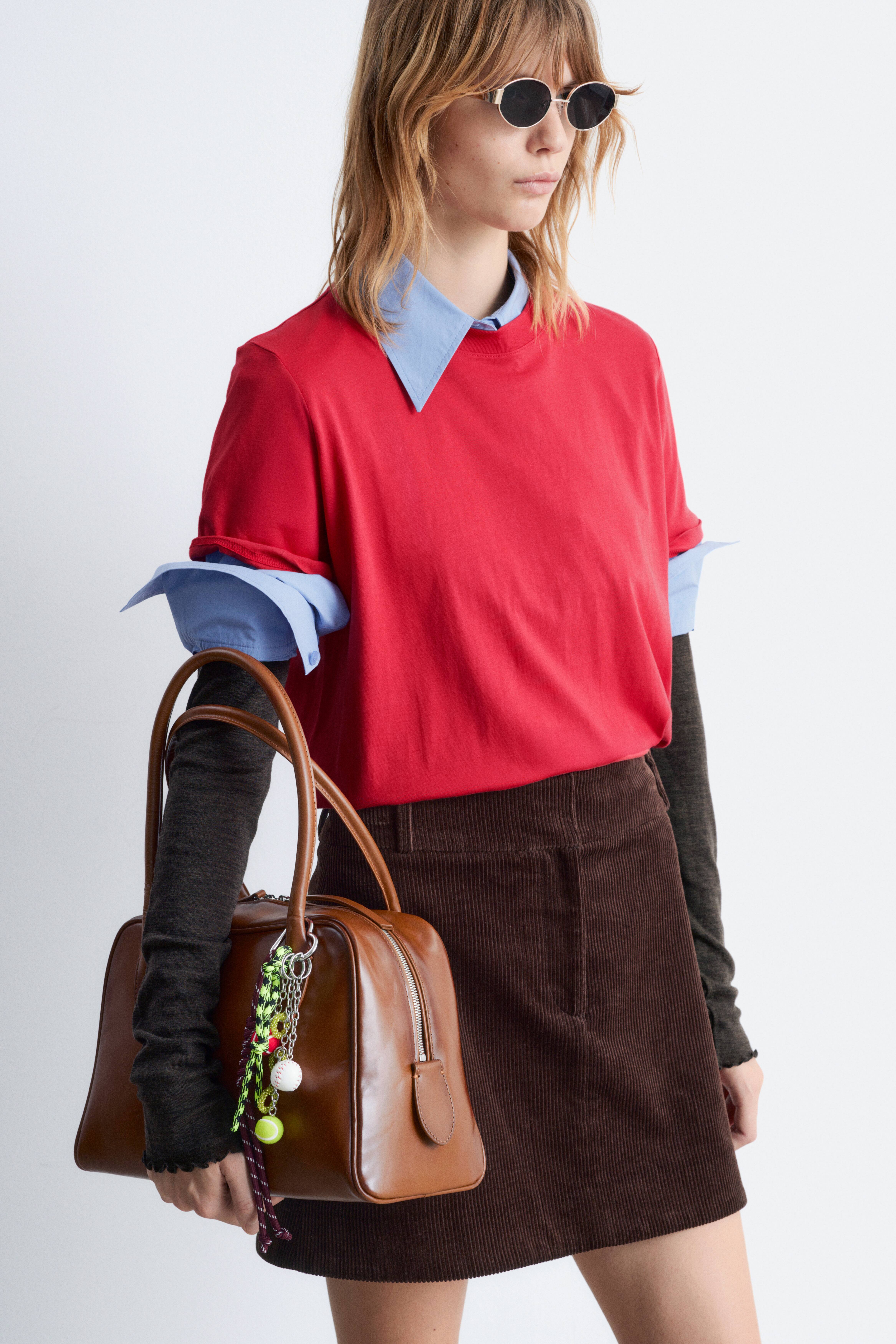 Δερμάτινη Τσάντα Bowling - Cognac/Γκρι