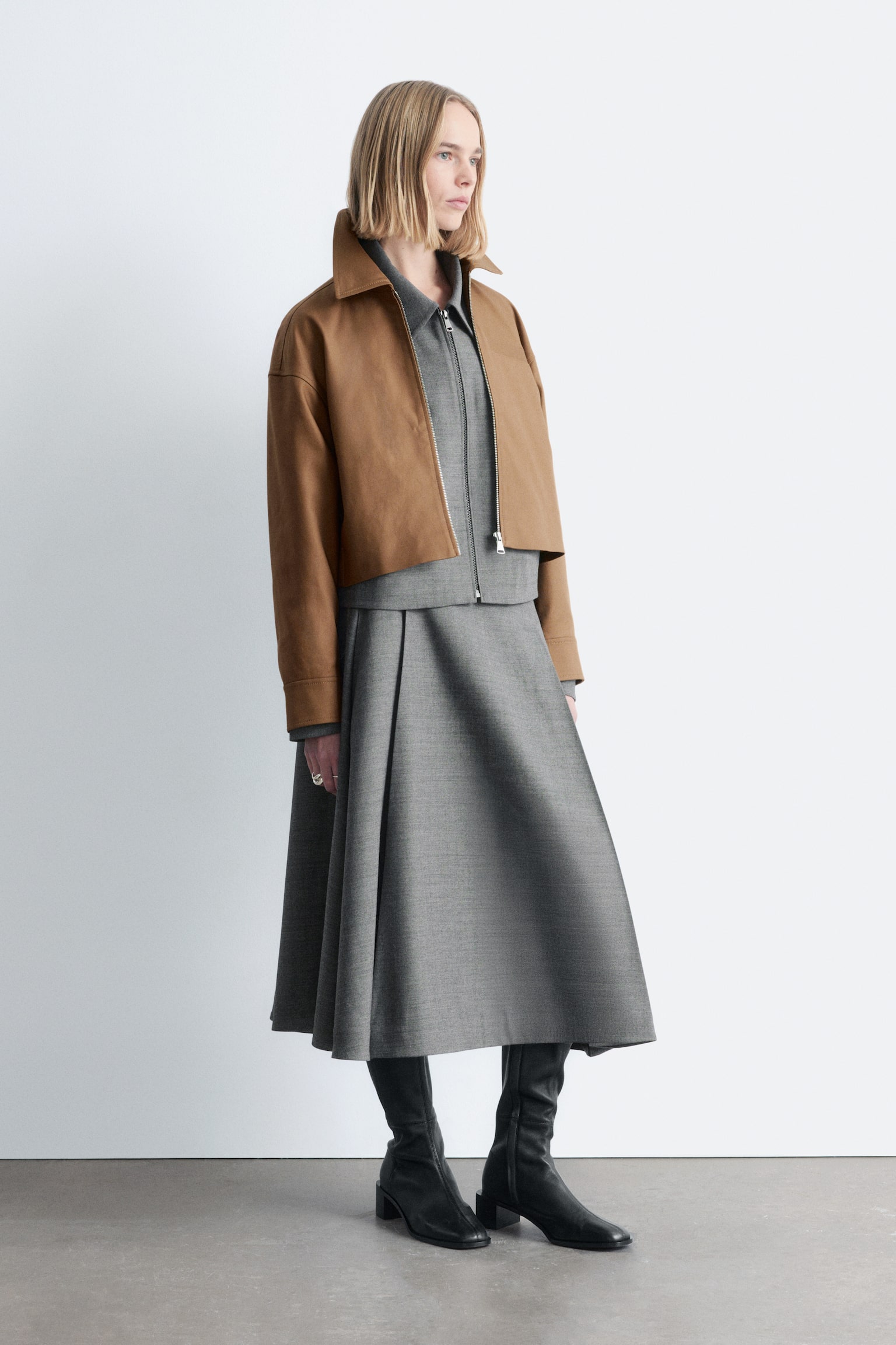 Kurze Twilljacke - Dunkelbeige - 9