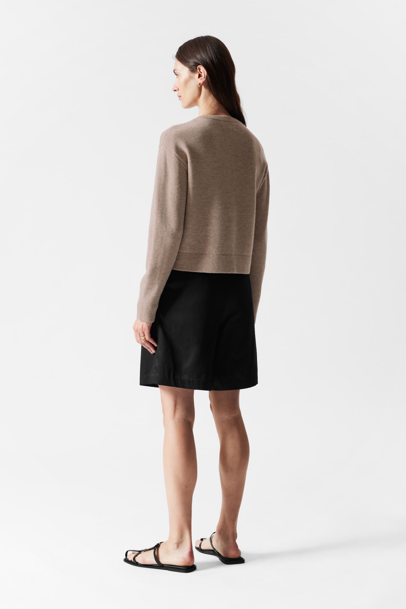 Boxy Merino Wool Cardigan - Mole/Black - 5