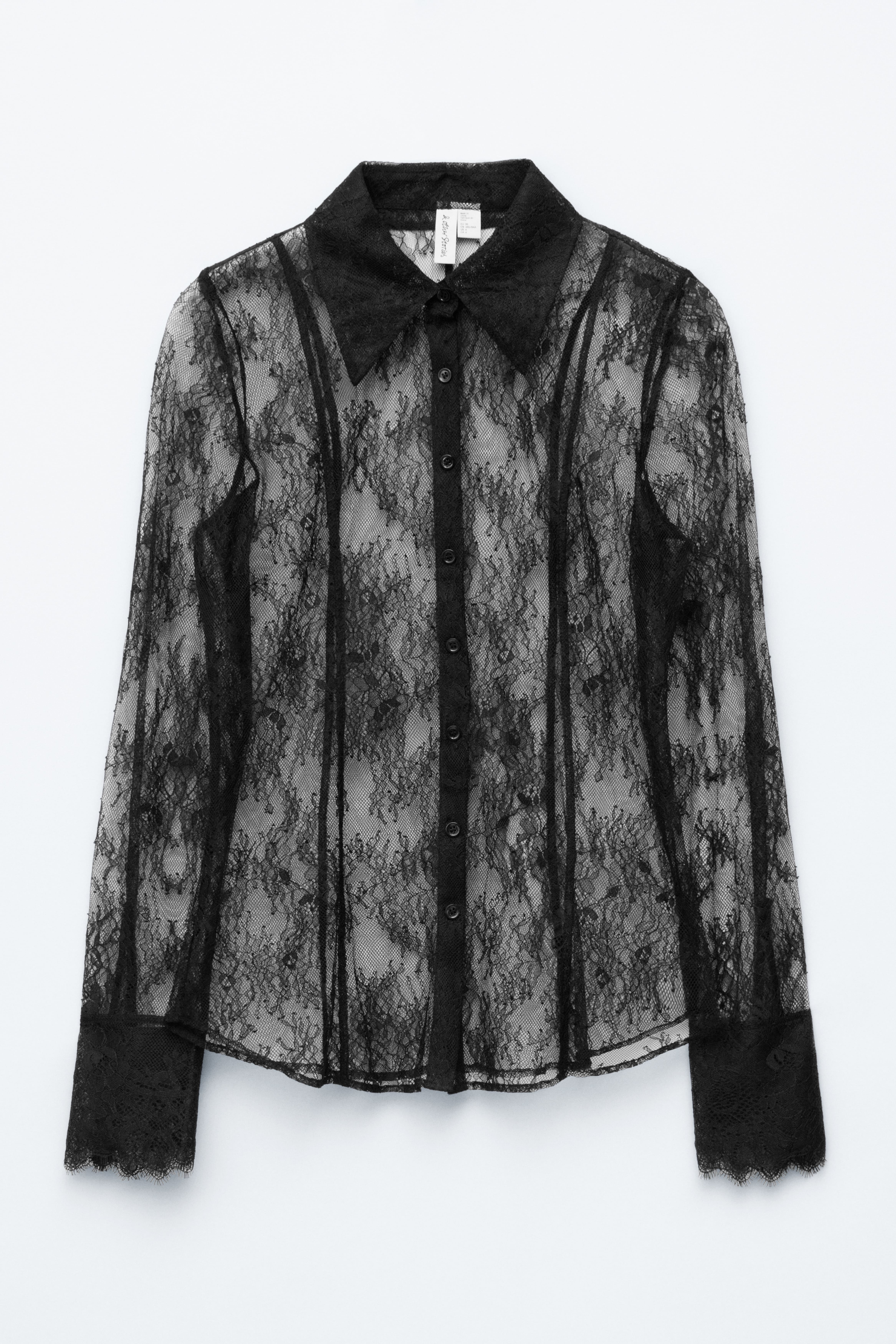 Toelopende kanten blouse - Zwart