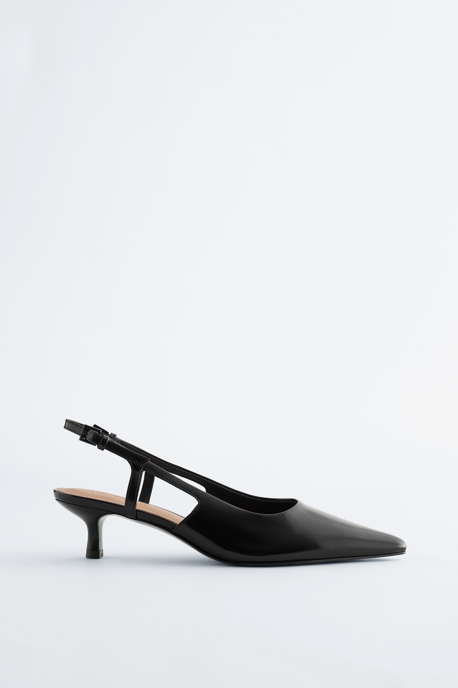 Skórzane czółenka Slingback - Czarny/Ciemnoszary - 4