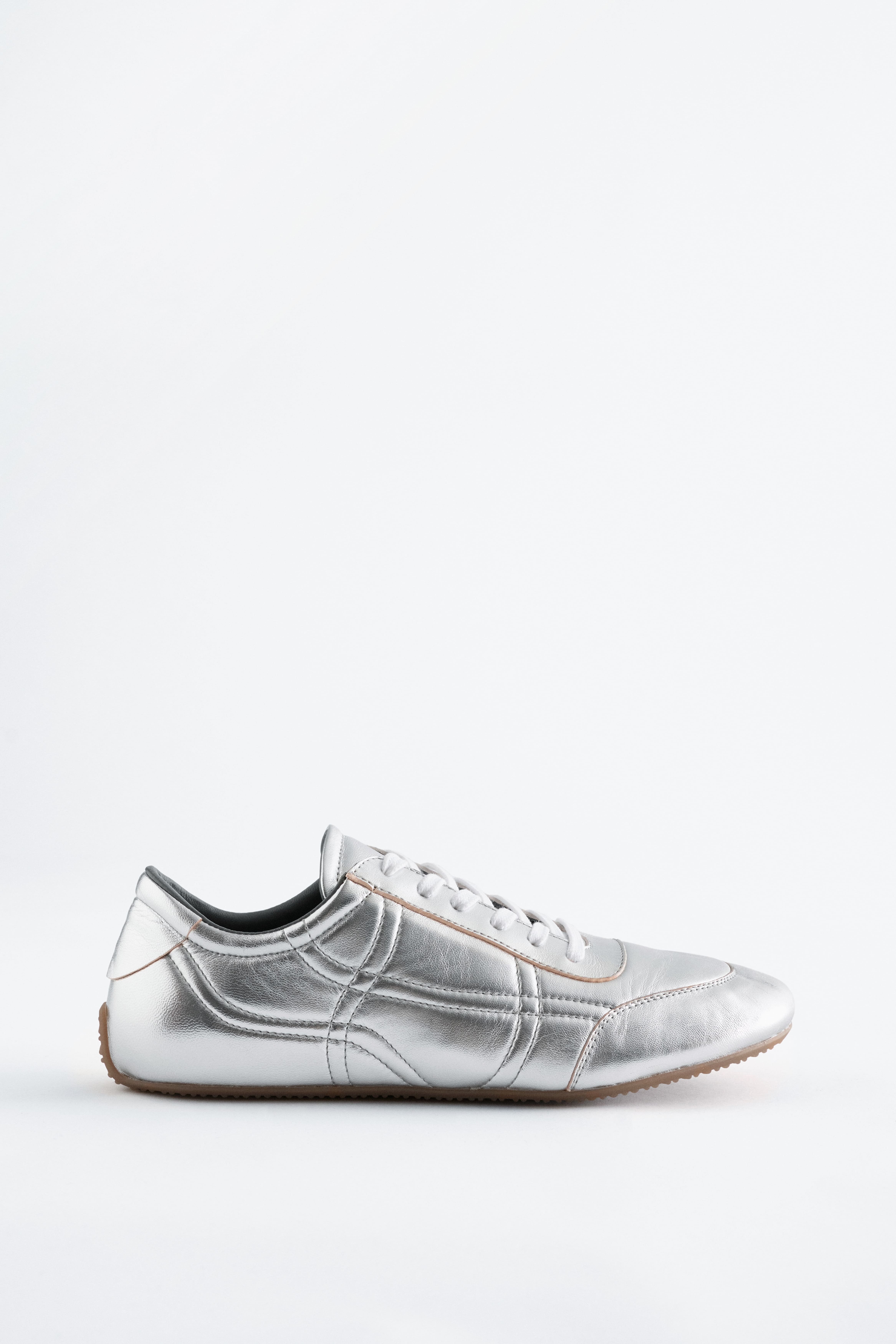 Minimalistische leren sneakers - Zilver