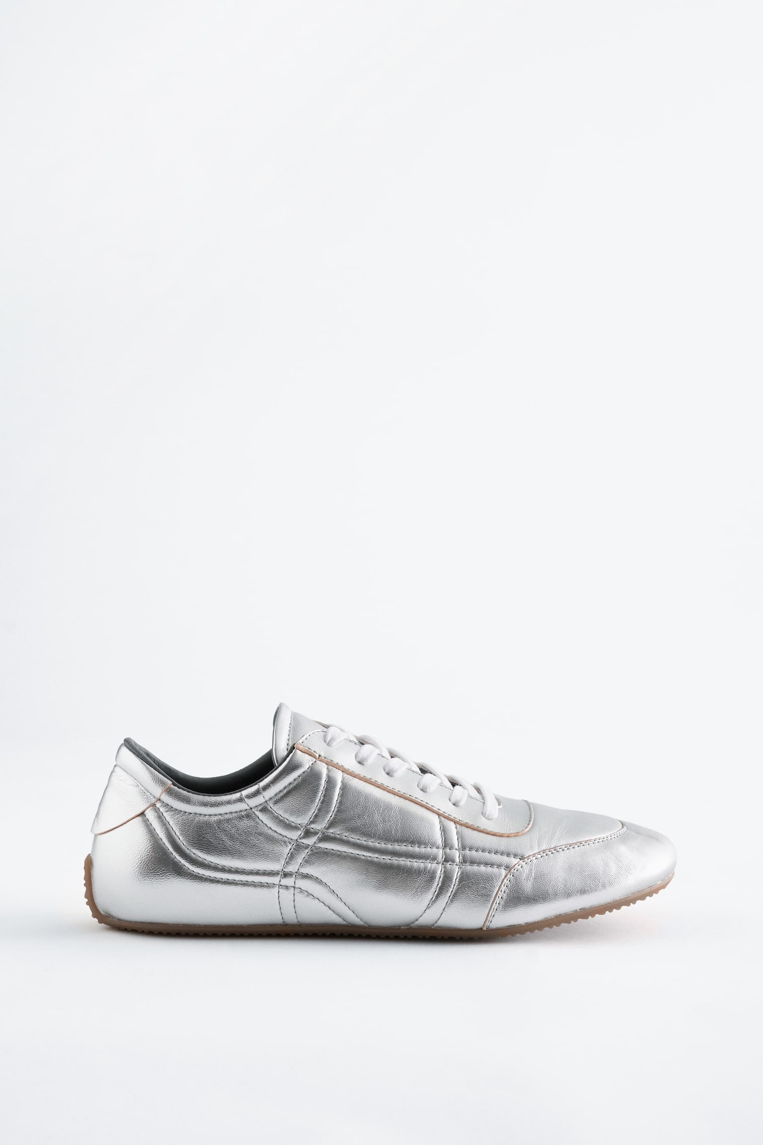 Sneakers minimal in pelle - Argento - 2