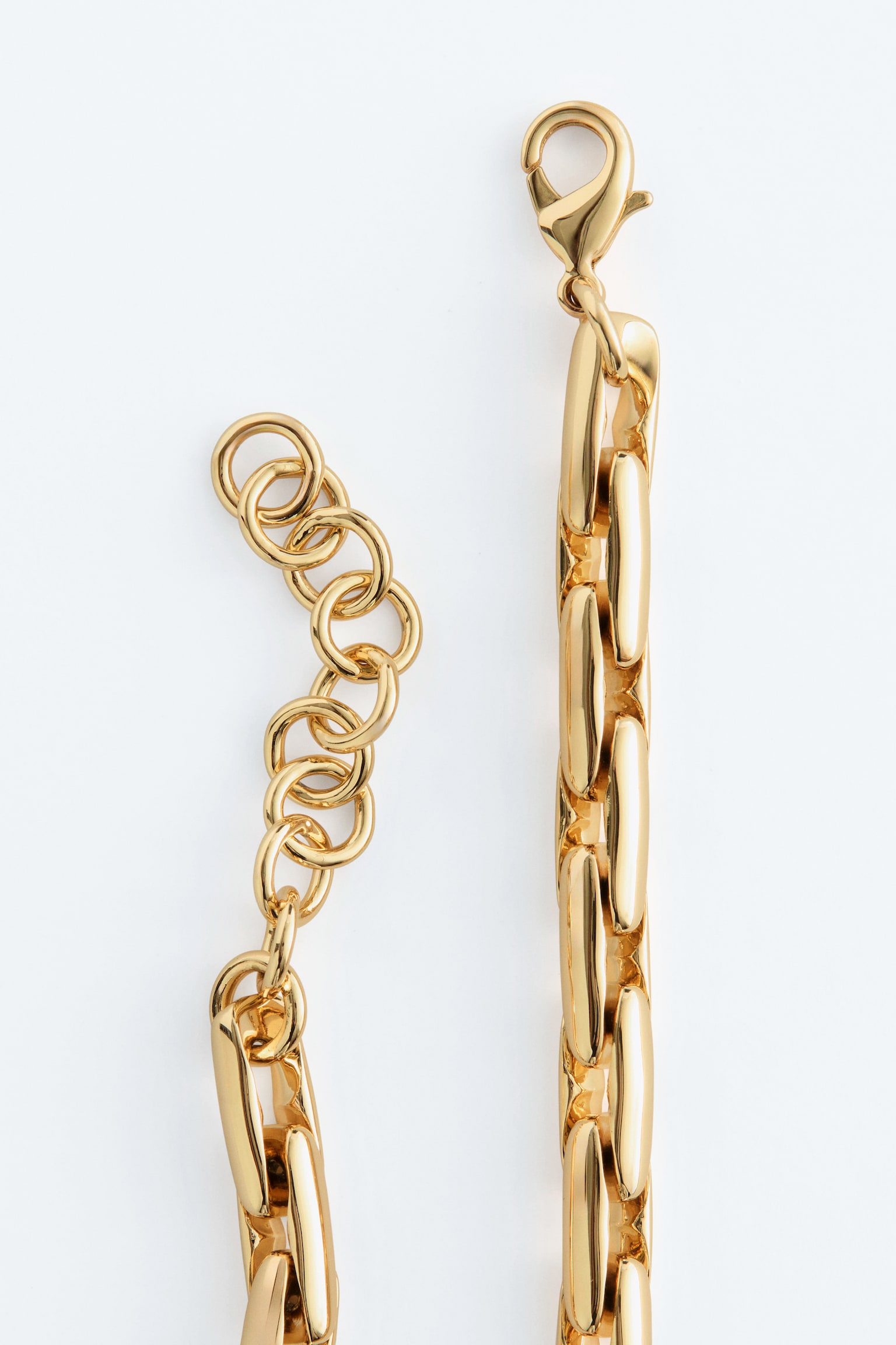 Колие с верижка тип кламер - Златисто/Сребристо - 2