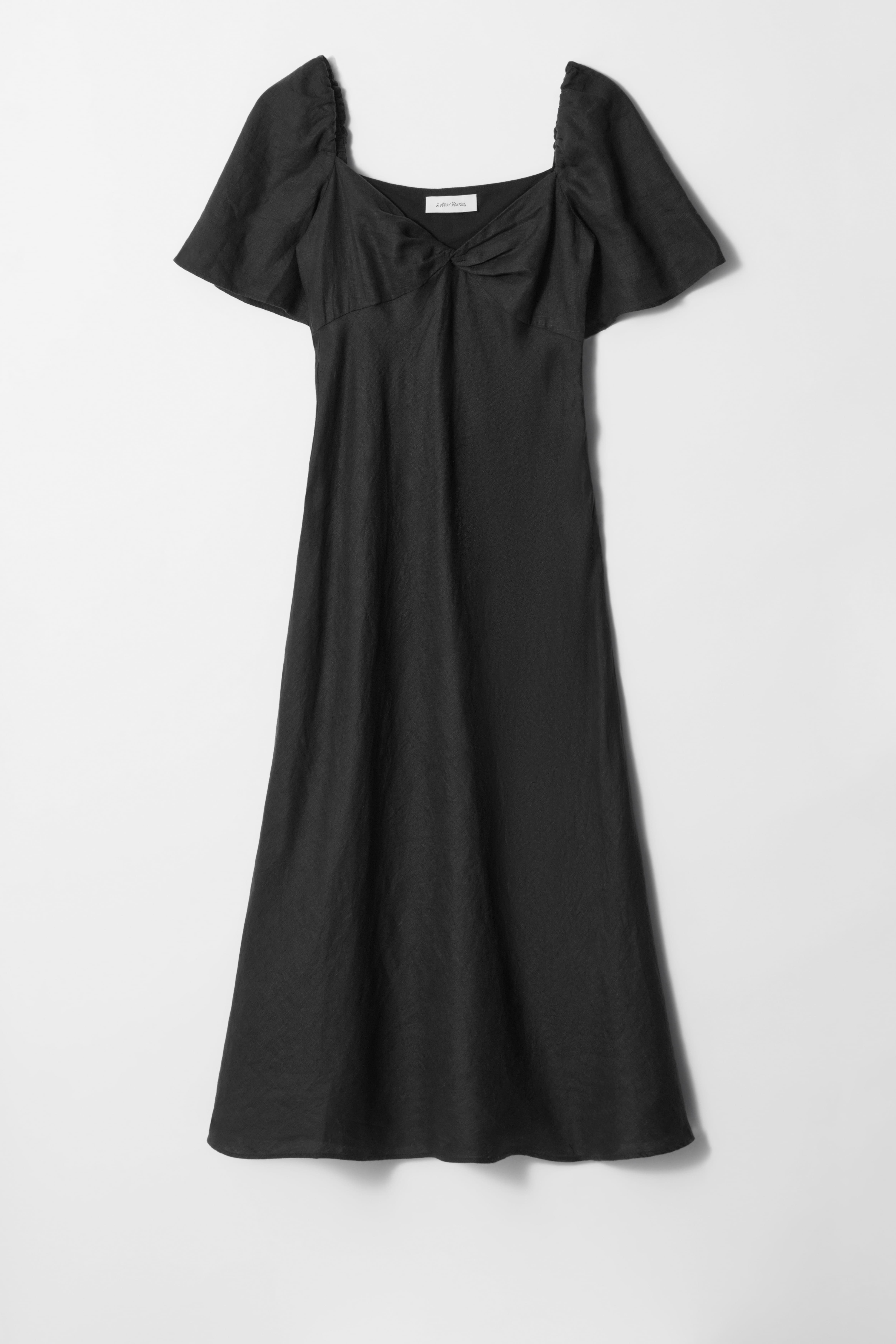 Midikleid aus Leinen - Schwarz