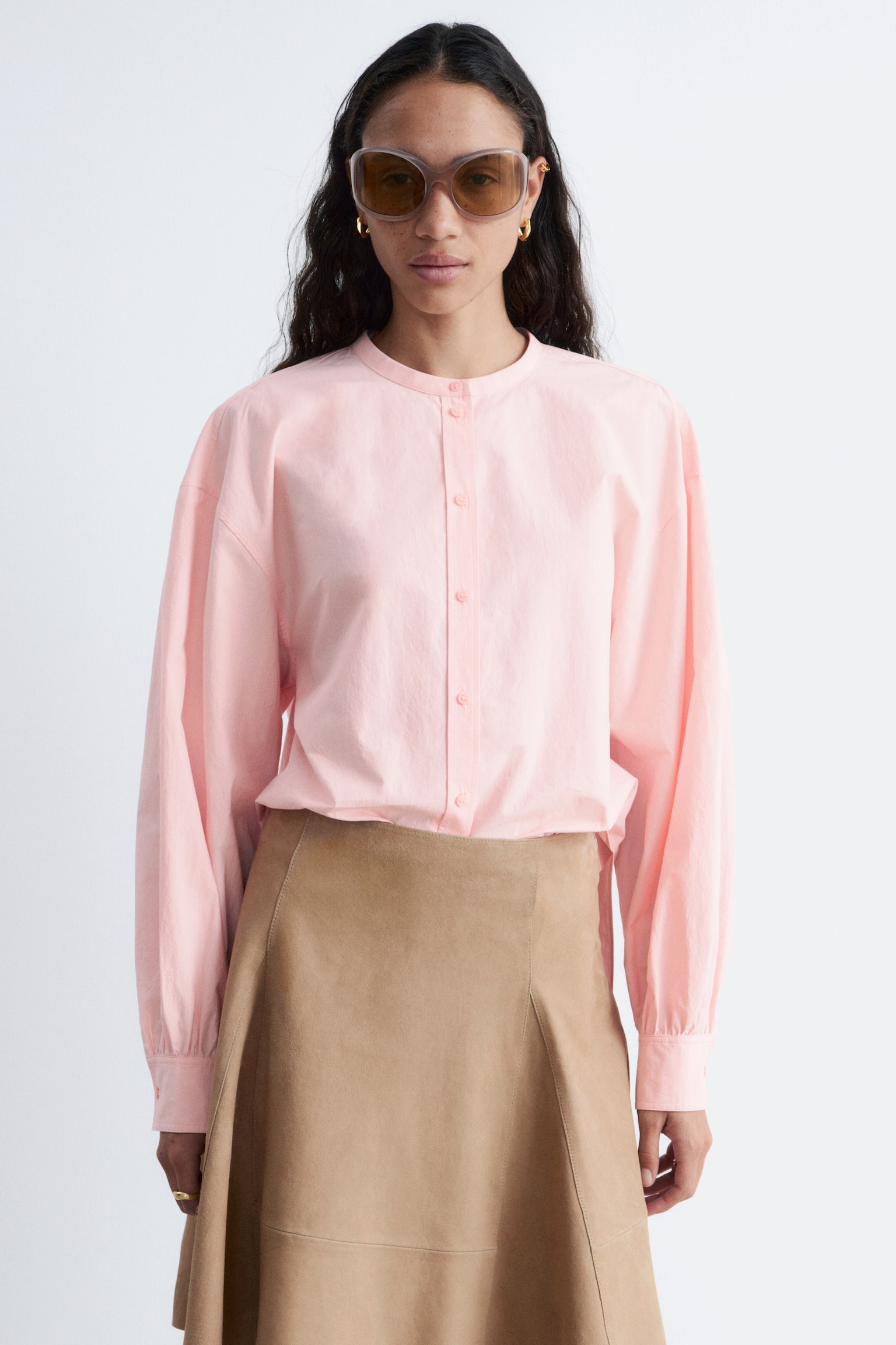 Cămașă supradimensionată din bumbac - Roz deschis/Albastru/Carouri/Negru în carouri/Alb - 3