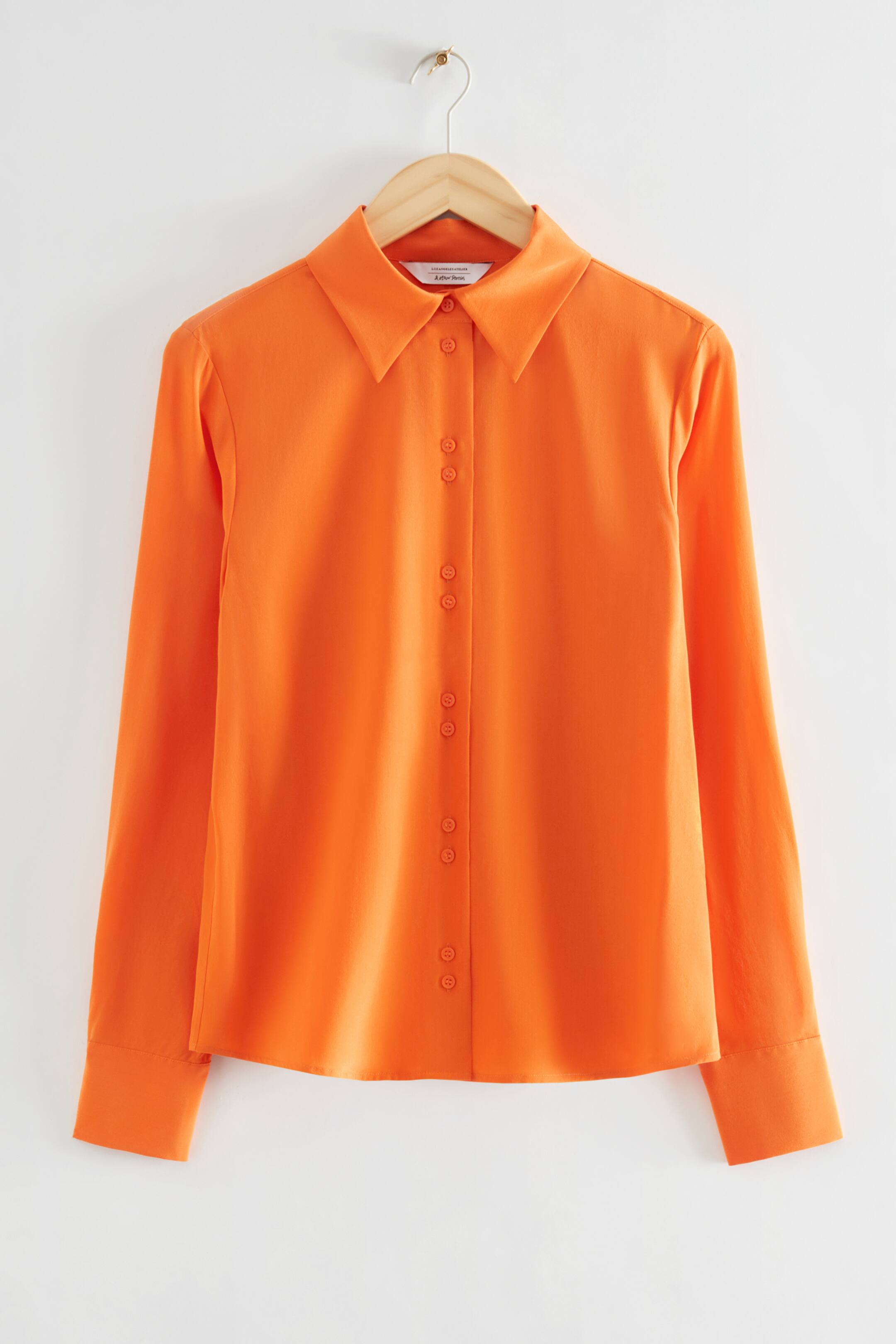 Mulberry Silk Buttoned Blouse Bright Orange Ladies H M GB mulberry-silk-buttoned-blouse-bright-orange-ladies-h-m-gb