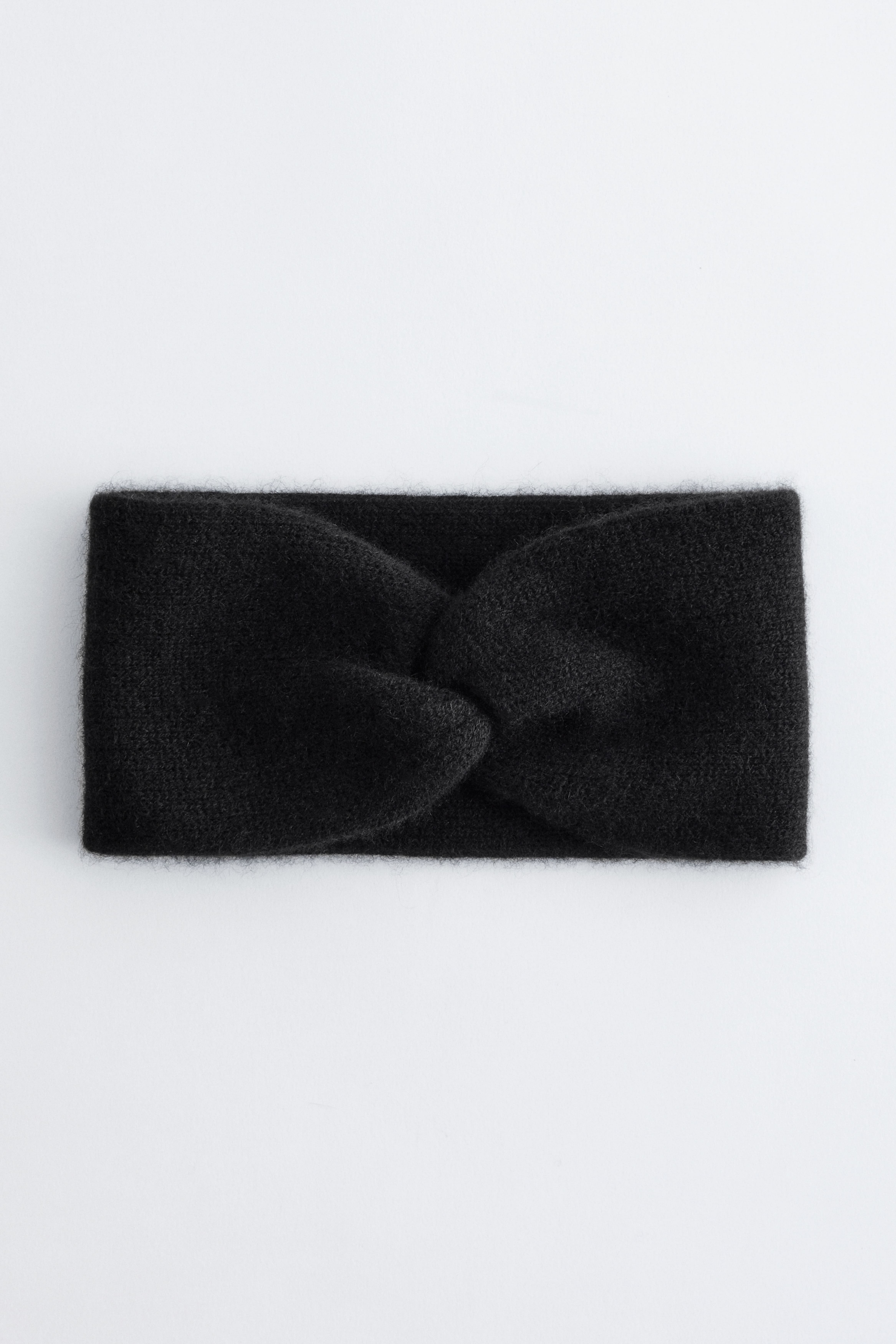 Bandeau torsadé devant en cachemire - Noir/Blanc