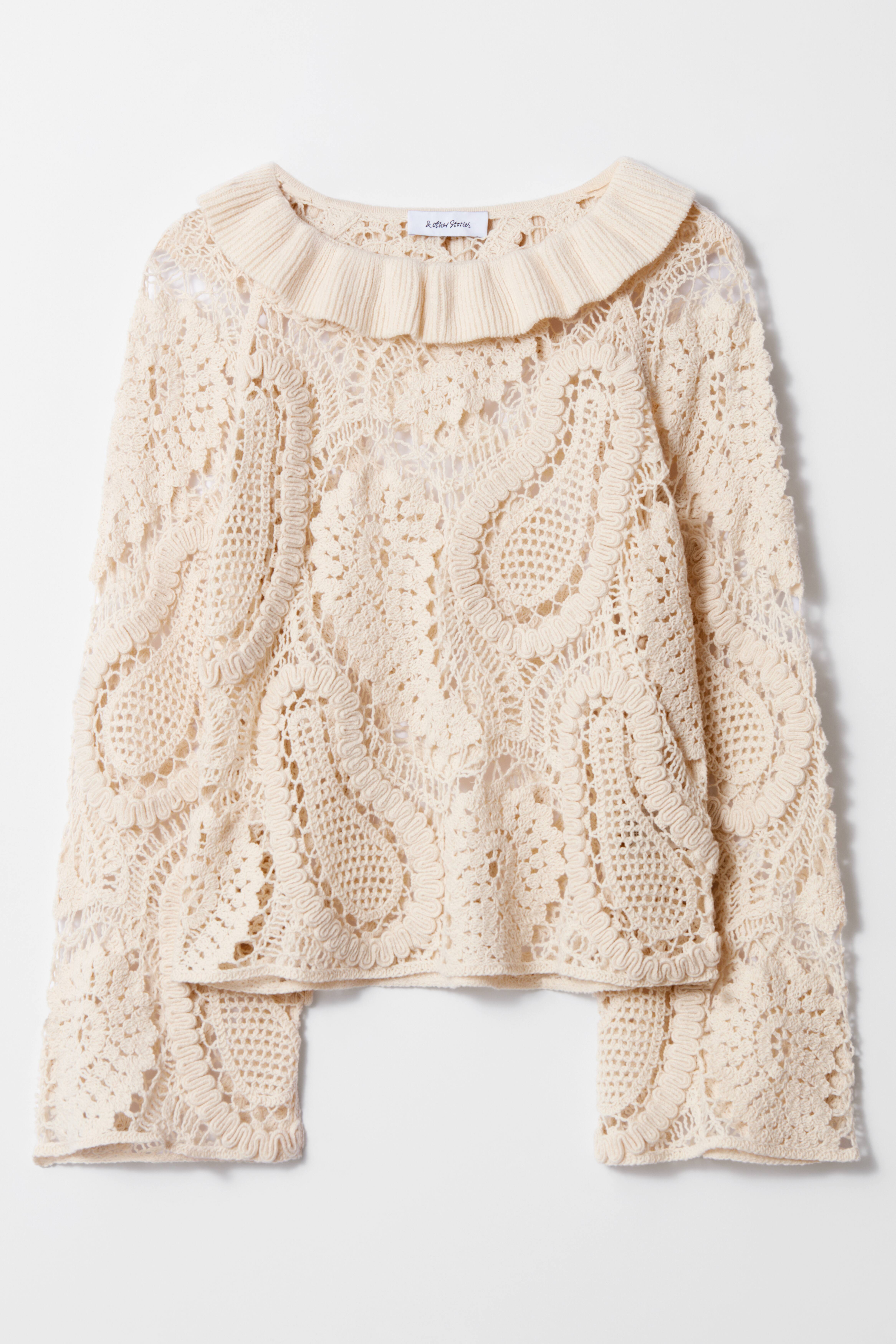Blouse Bohème H&M Studio - Cache-cœur & Manches En Dentelle - Rose Saumoné - Taille 34 (convient Jusqu'au 40)