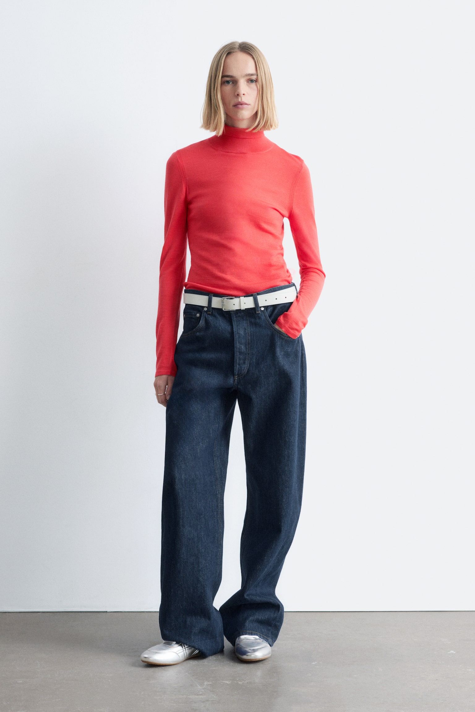 Sneakers minimal in pelle - Argento - 1