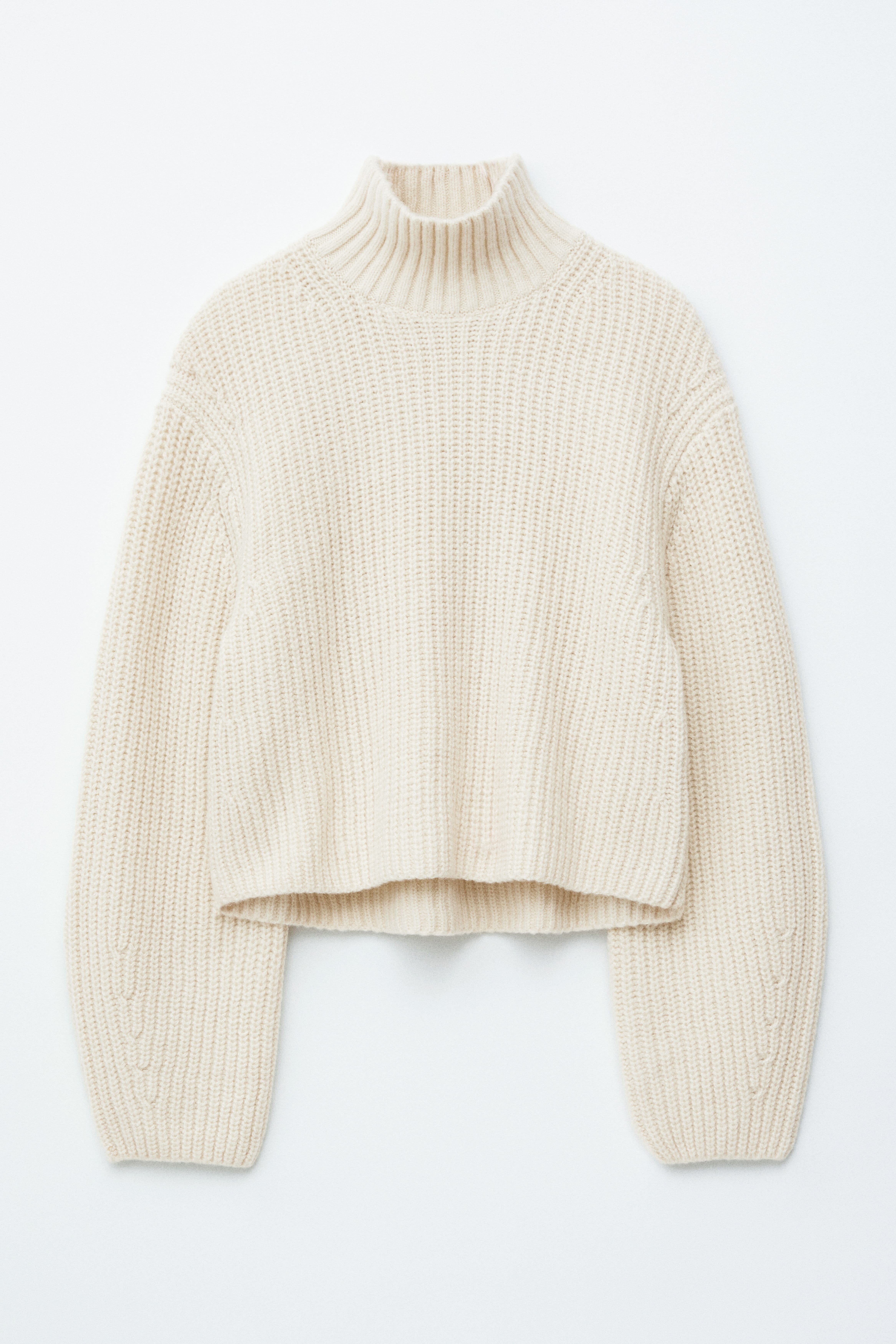 Verkürzter Rollkragenpullover - Weiß/Schwarz