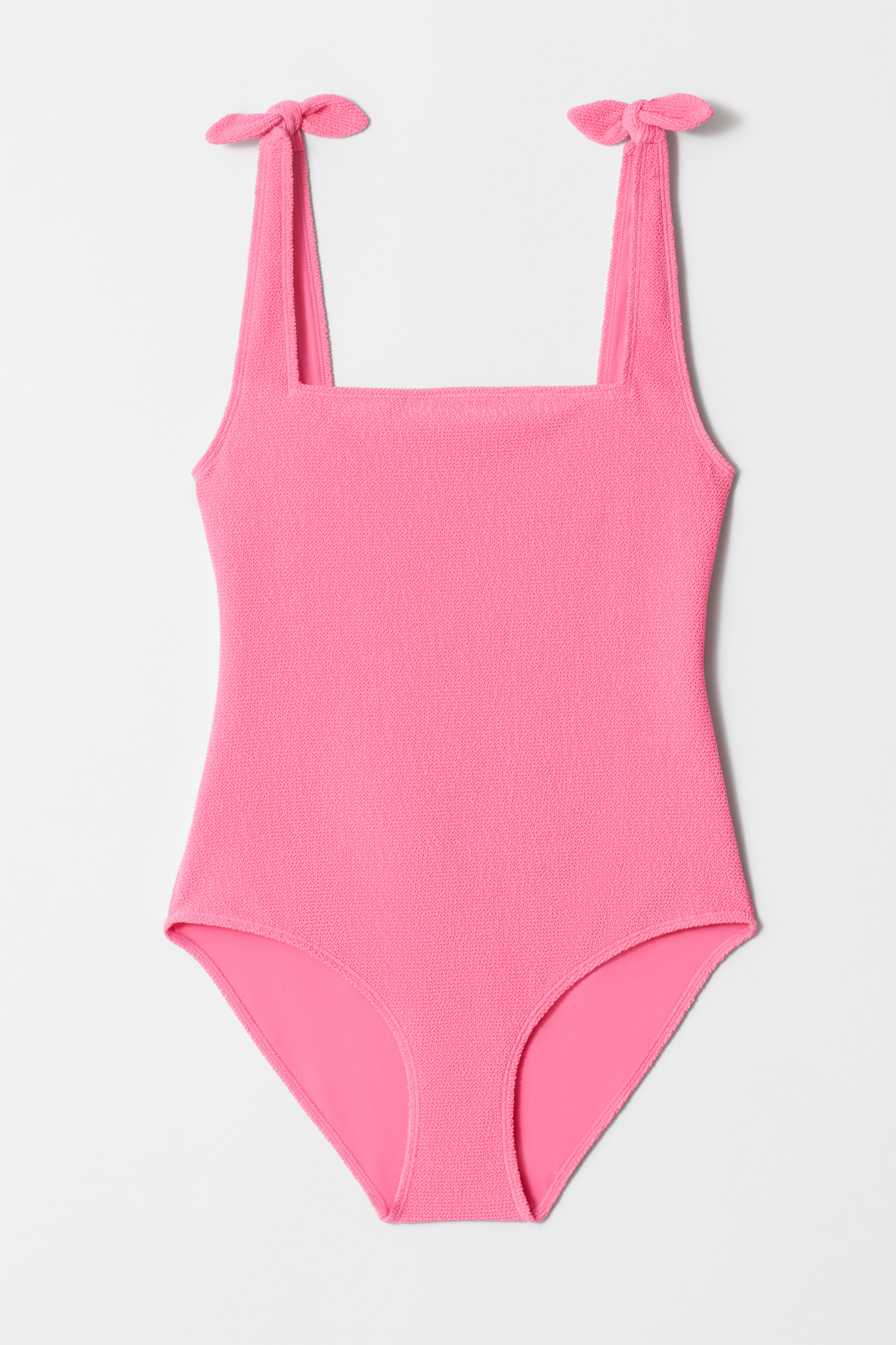 Teksturert svømmedrakt med sløyfe - Rosa/Mørk brun/Svart/Knallblå/Burgunder/Oransje