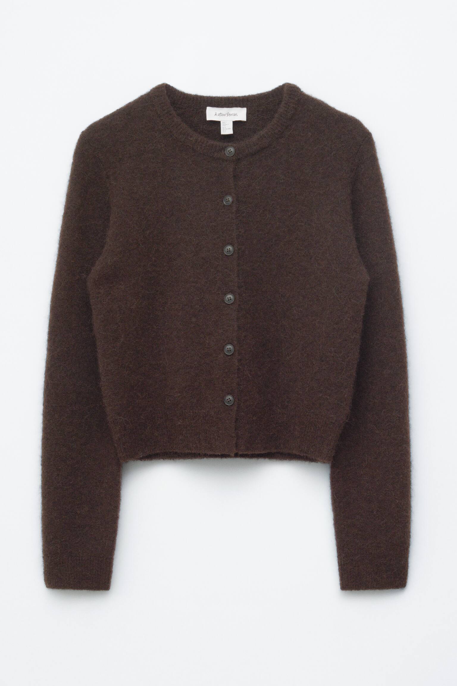 Cardigan i alpakablend - Mørkebrun/Orange/Gul - 2