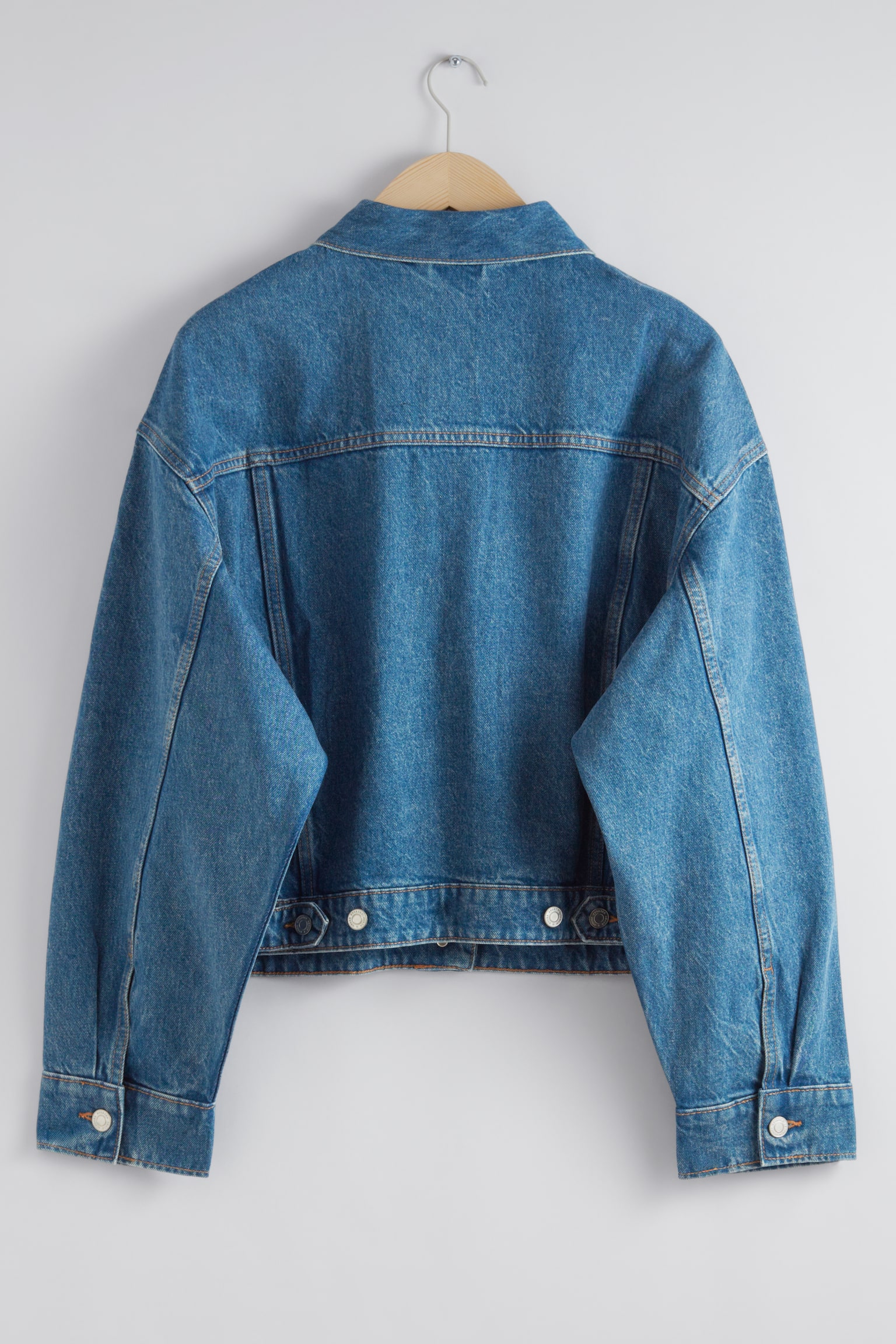 Boxy Denim Jacket - Mid Blue/Black - 5