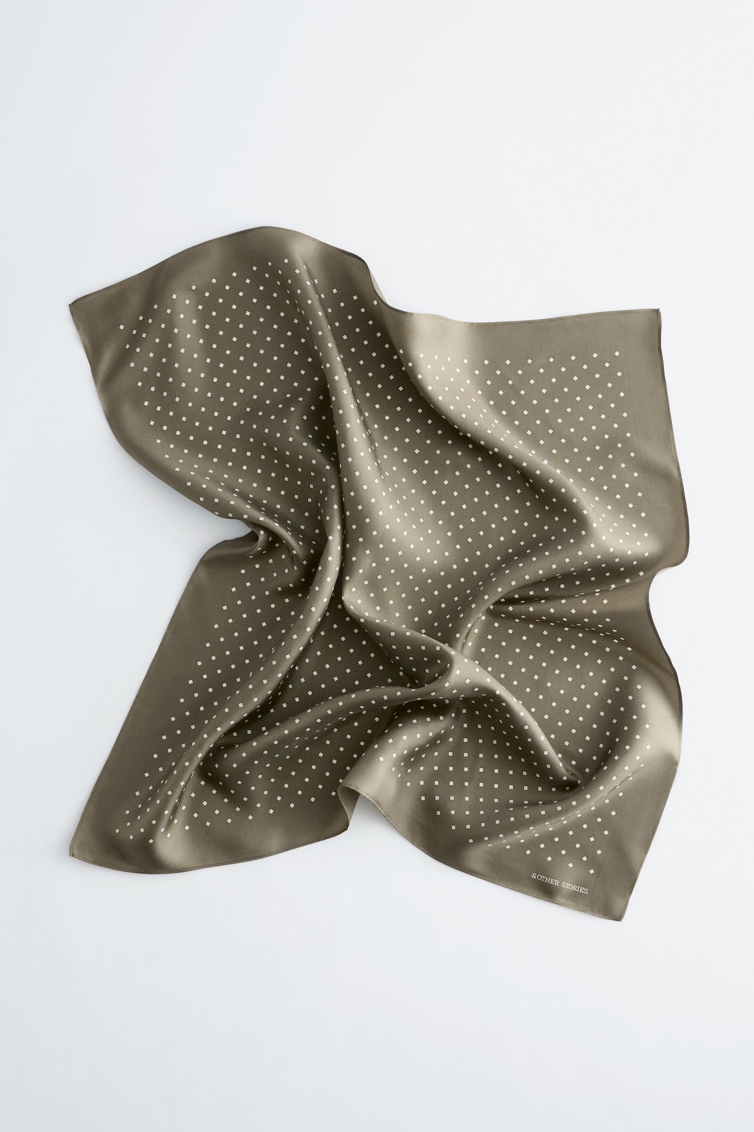 Silkeskjerf med diamanttrykk - Khakigrønn/Himmelblå - 3