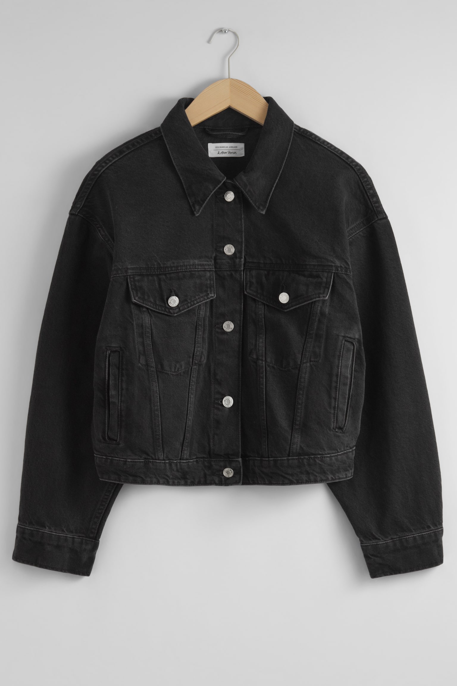 Boxy Denim Jacket - Black/Mid Blue - 1