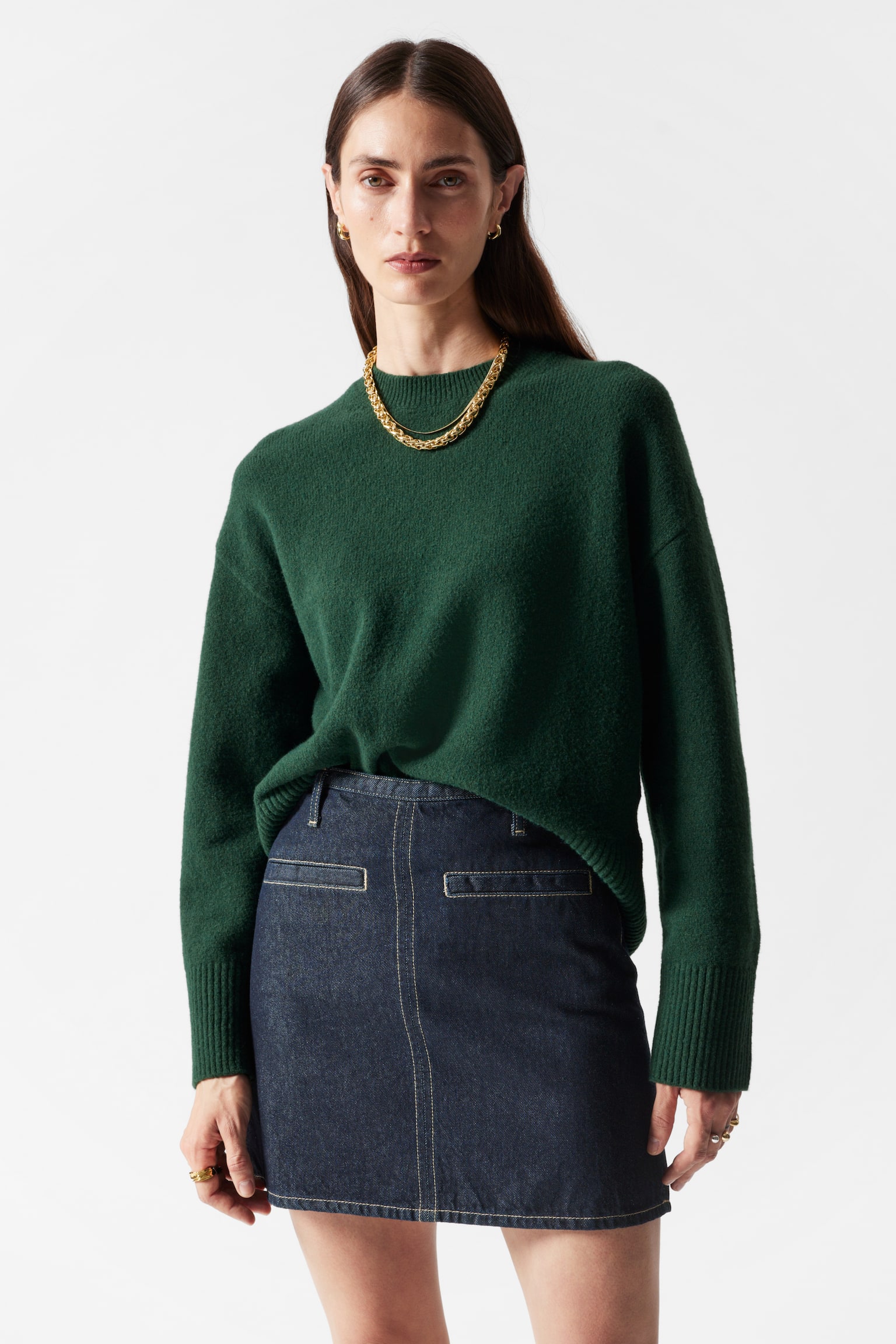 Relaxed Knit Jumper - Dark Green/White/Red/Black/Pale Green/Green/Khaki/Grey Melange/Navy/Bright Blue/Mole/Bright Pink/Mint - 1