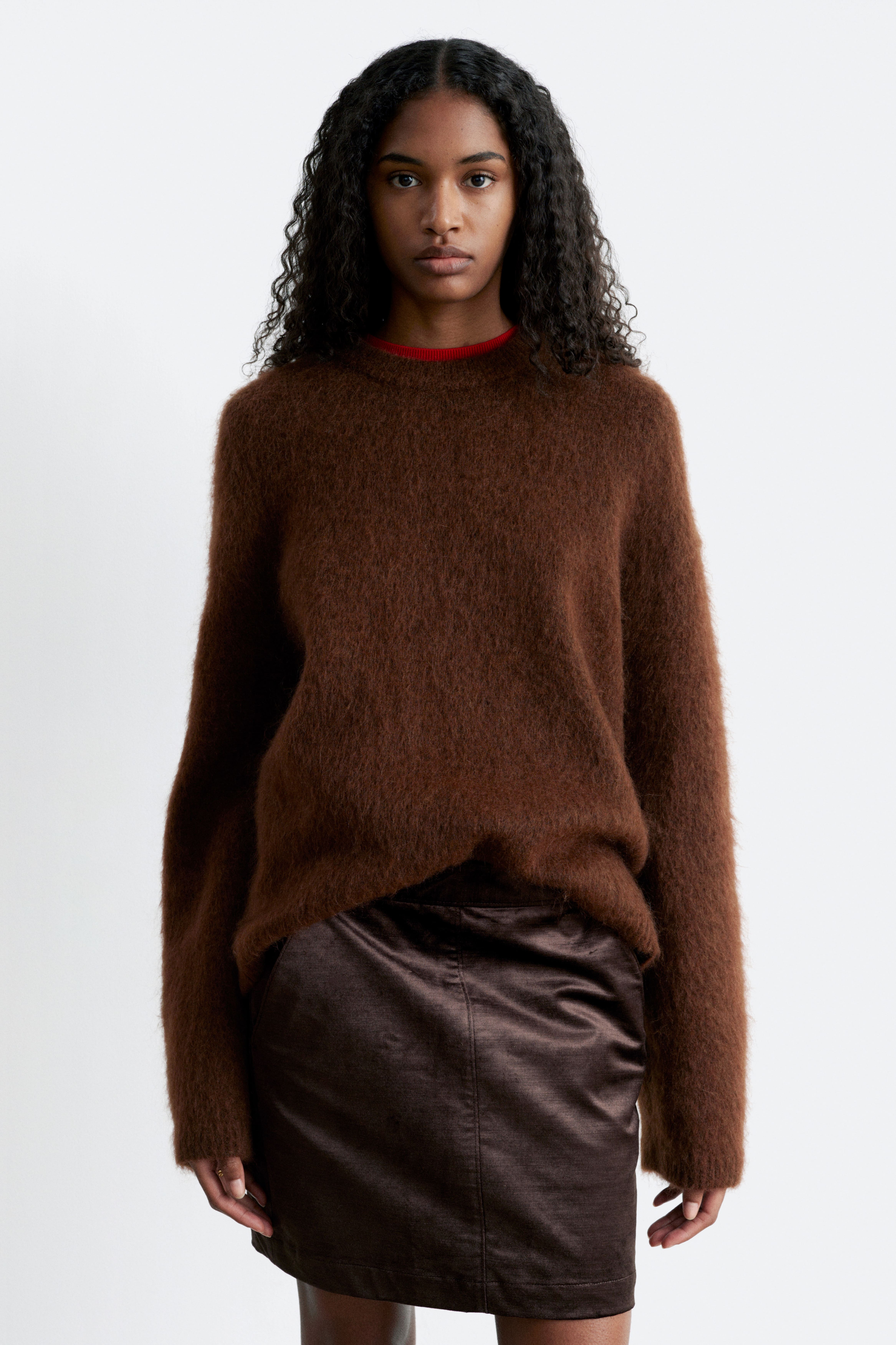 Tröja i mohairblandning - Mörkbrun/Mörkblå/Beige/Mörkgrå