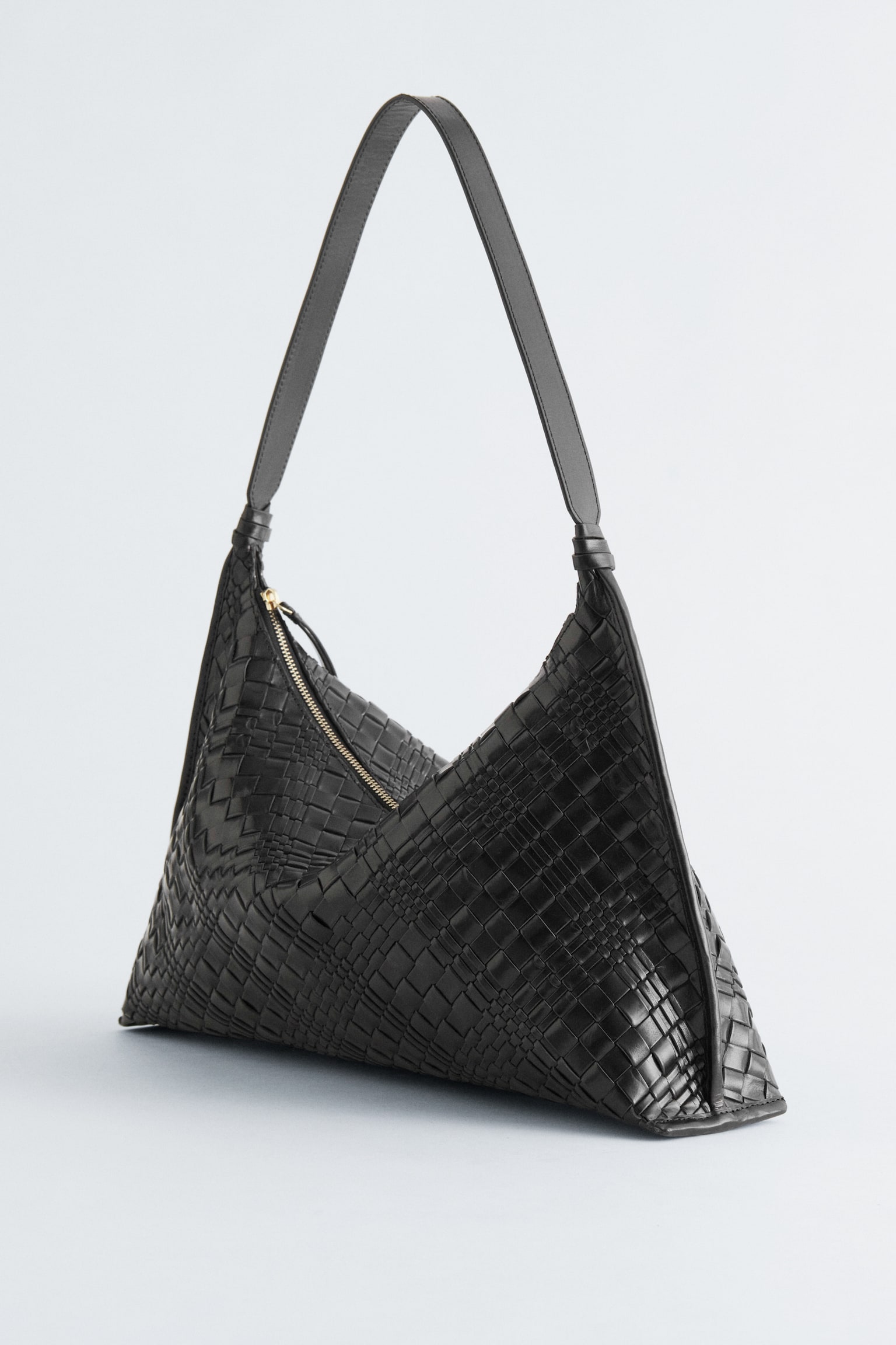 Totebag af flettet læder - Sort/Rust - 7