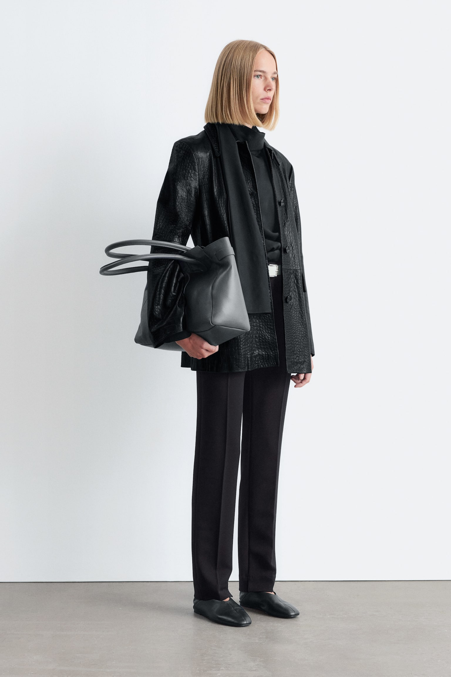 Pantaloni slim con pieghe pressate - Nero/Marrone kaki - 6