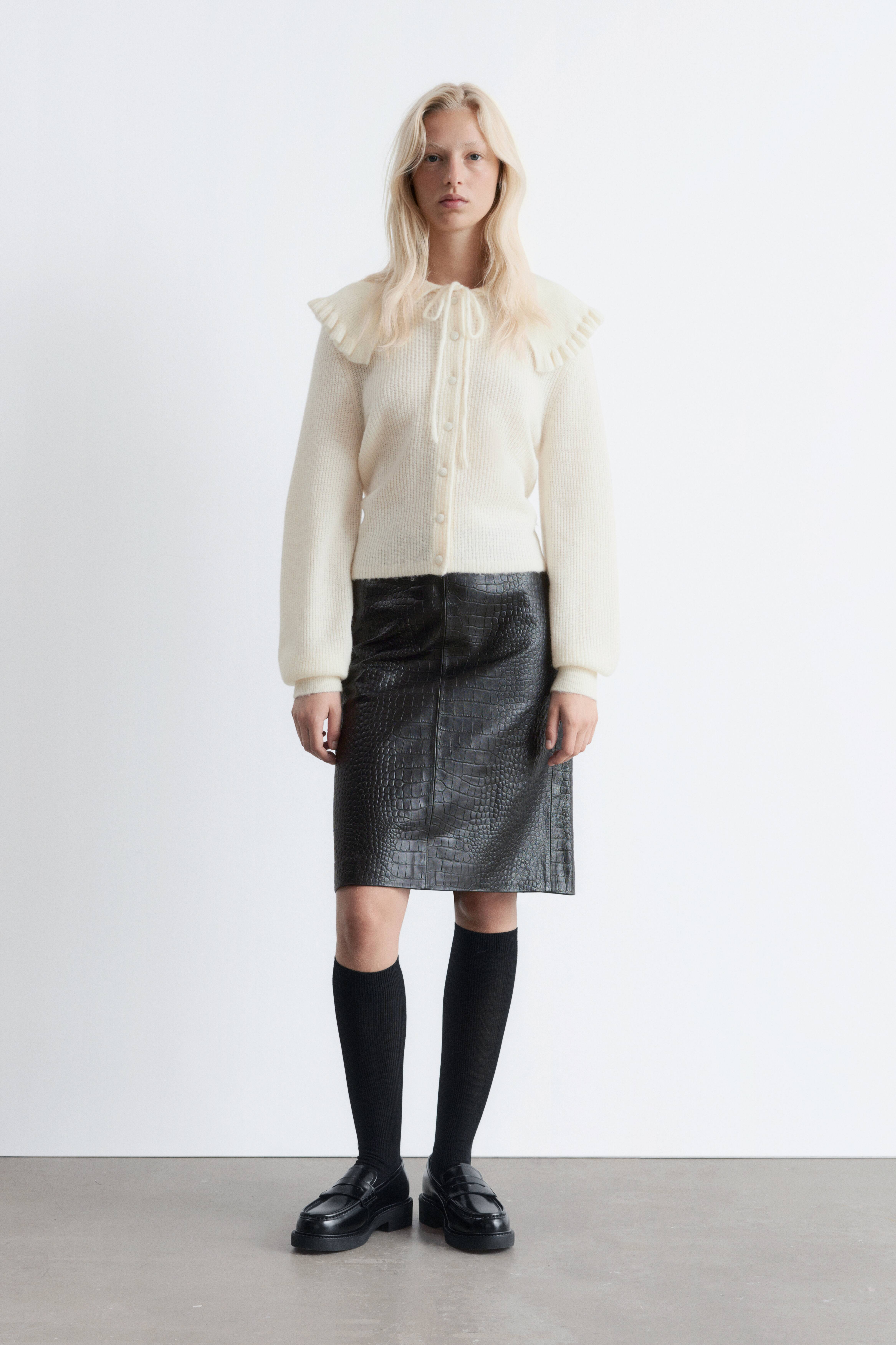 Cardigan i alpakkablanding - Hvit