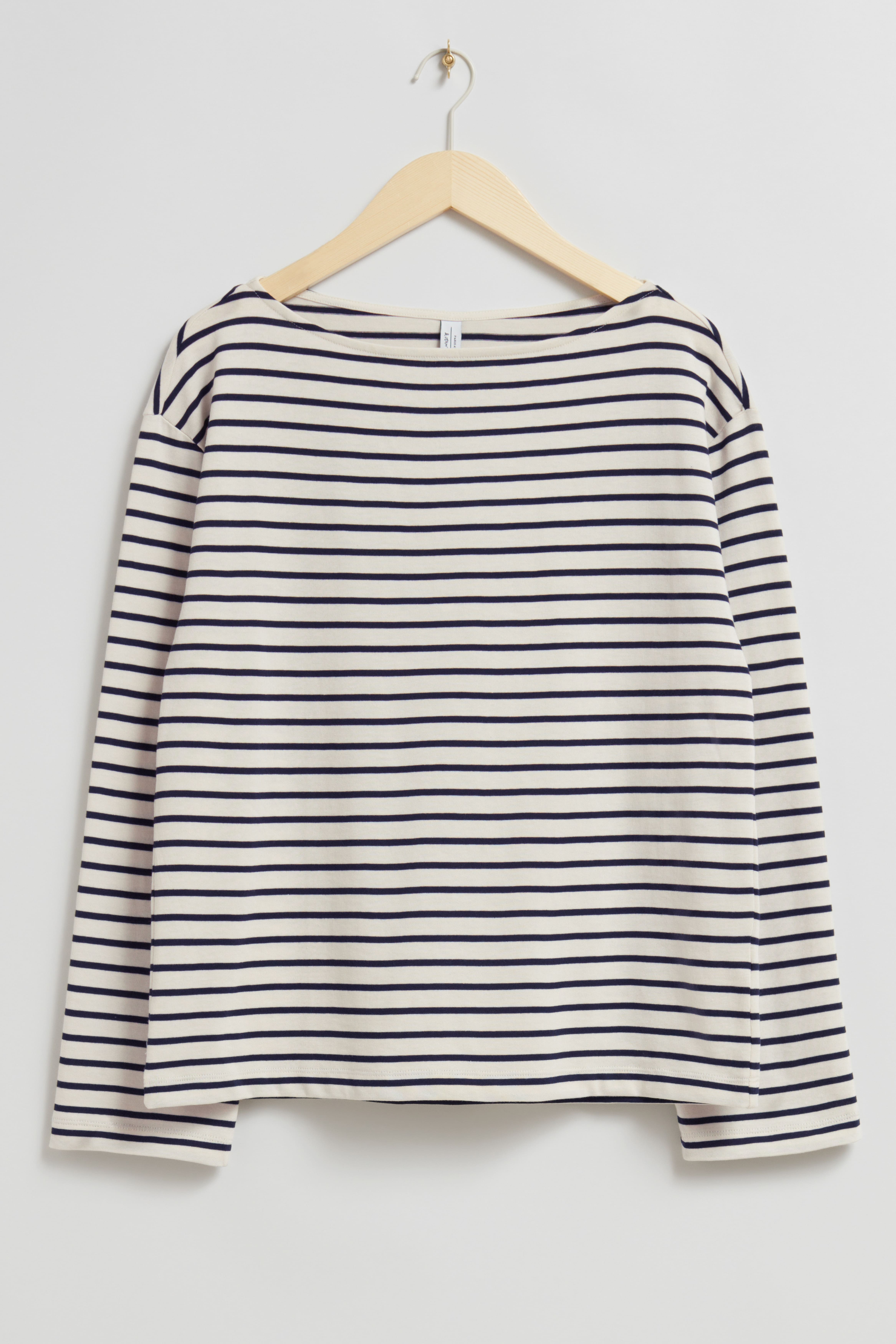 Striped Jersey Top - Dark Blue/White Striped - Ladies | H&M GB