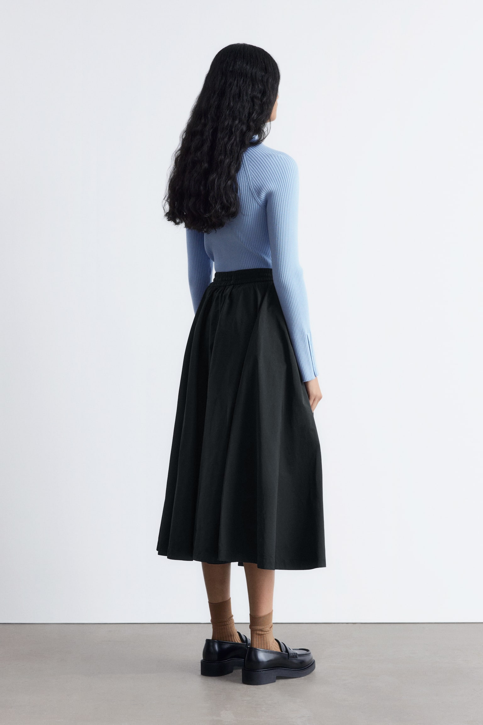 Rippstrick-Poloshirt - Hellblau/Karamellbraun - 3