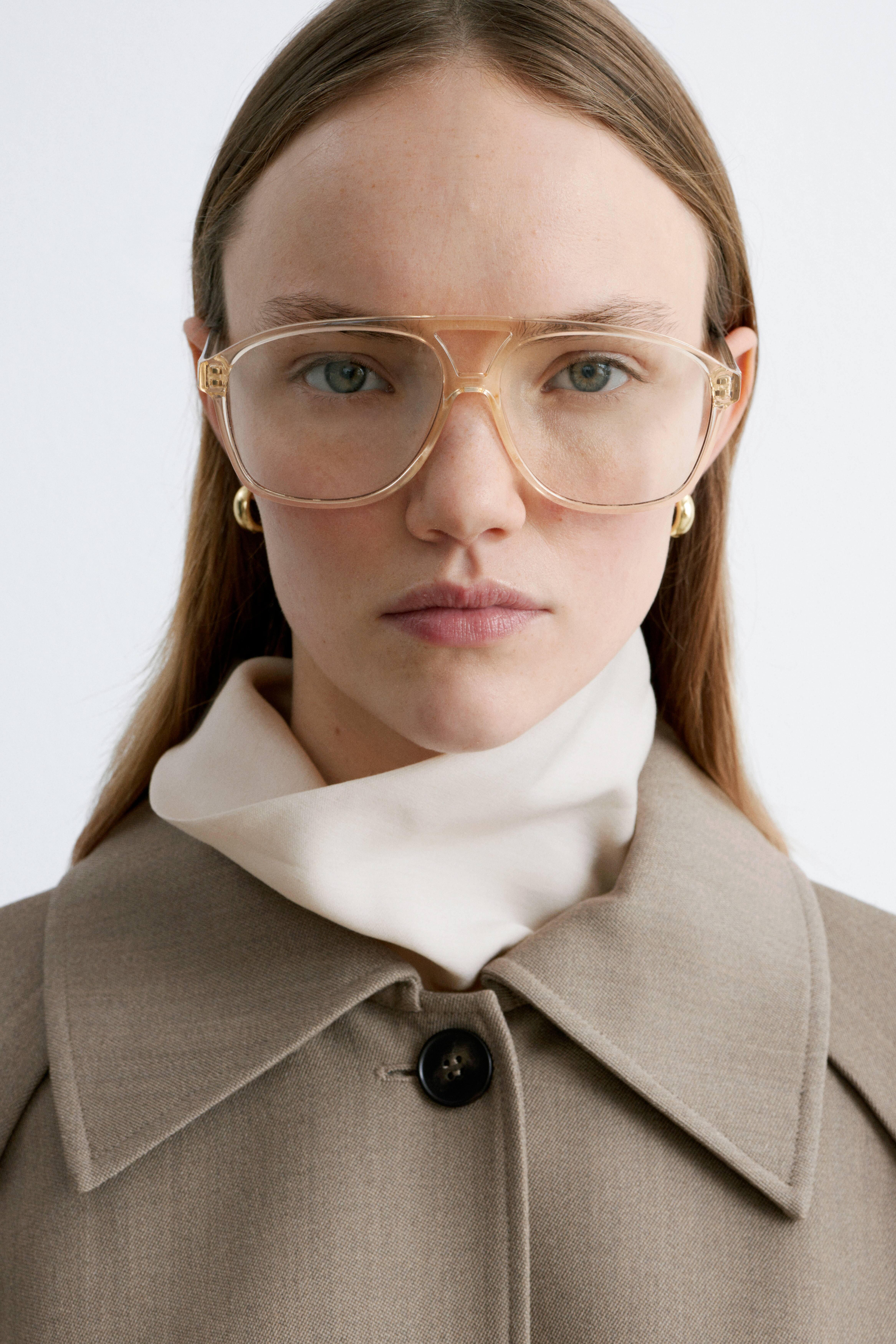 Μεγάλα γυαλιά ηλίου Aviator - Λευκό/Διαφανές/Καφέ/Κίτρινο/Χακί Πράσινο