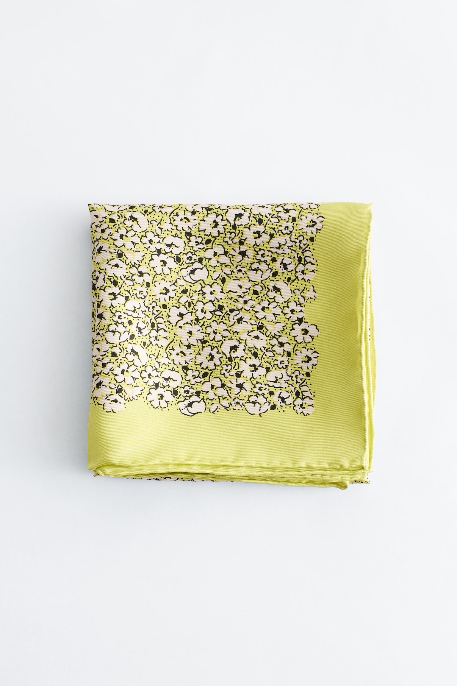 Foulard en soie à imprimé floral - Motif floral jaune