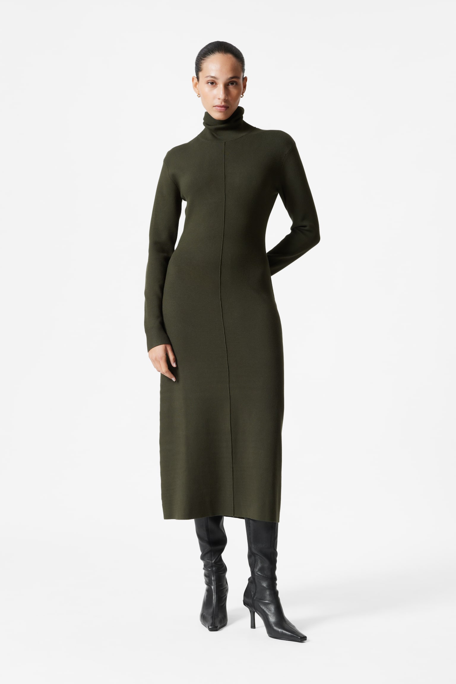 & Other Stories Knitted Roll-Neck Midi Dress