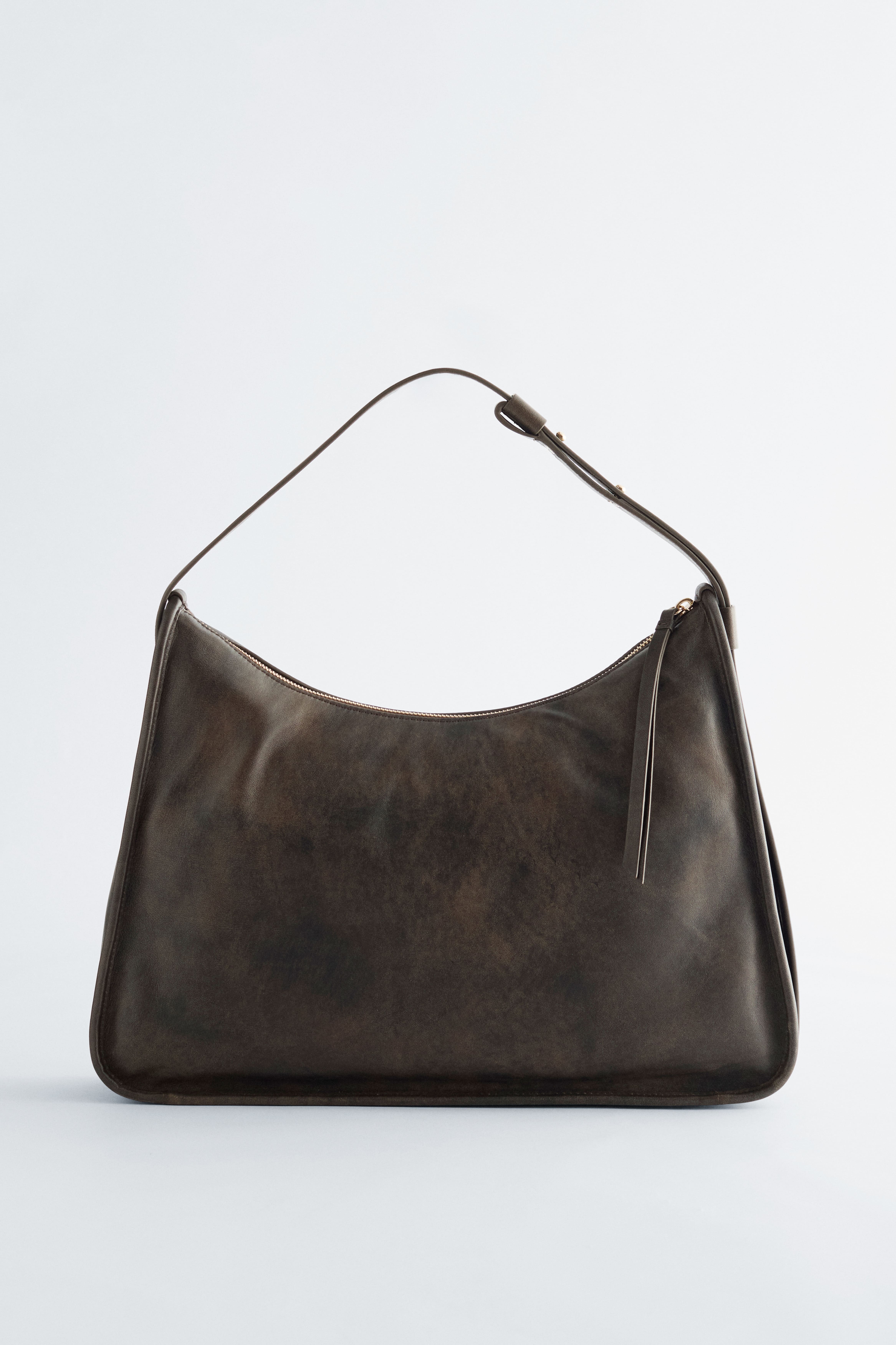 Tragetasche aus Leder - Dunkelgrau/Schwarz