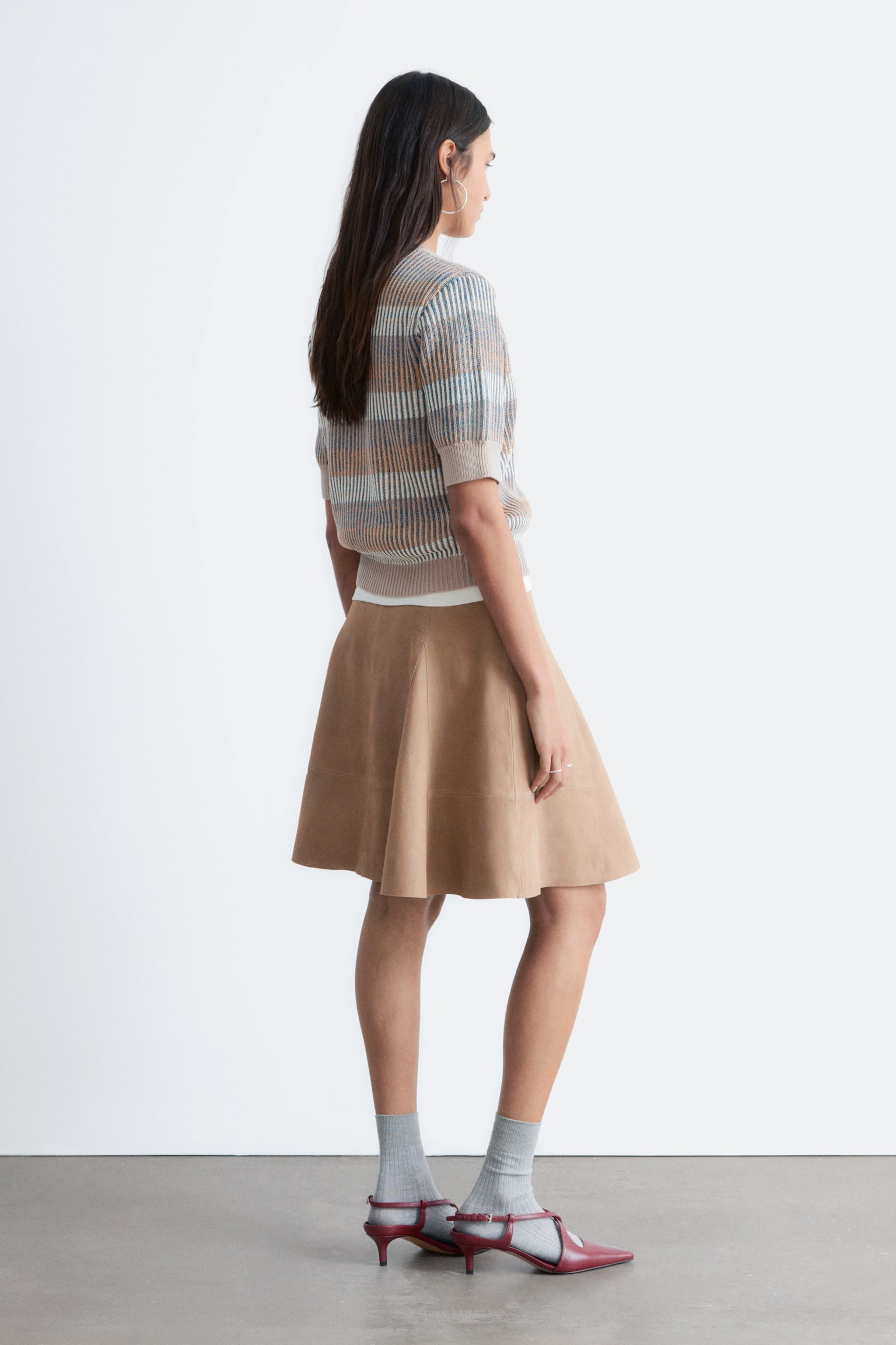 Ribbestrikket t-skjorte - Beige/striper - 4