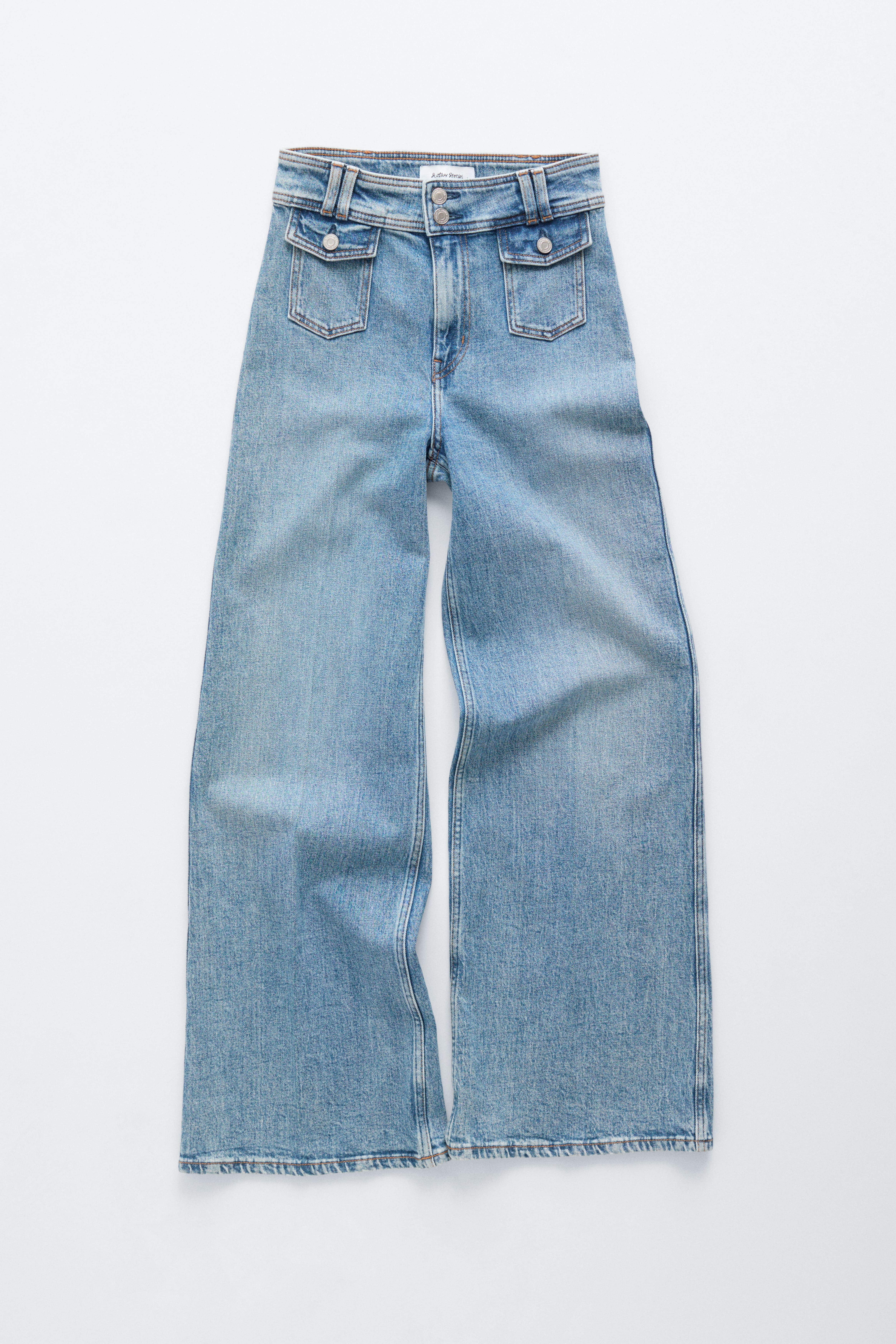 Jeans med pressefolder og svaj - Forvasket lyseblå/Sort/Forvasket mellemblå