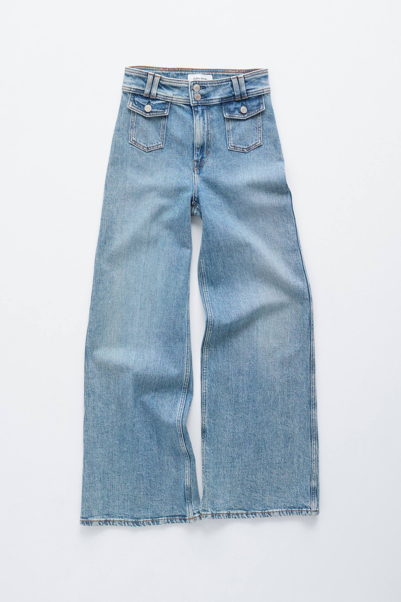Press-Crease Flared Jeans - Washed Light Blue/Washed Mid Blue/Black - 2