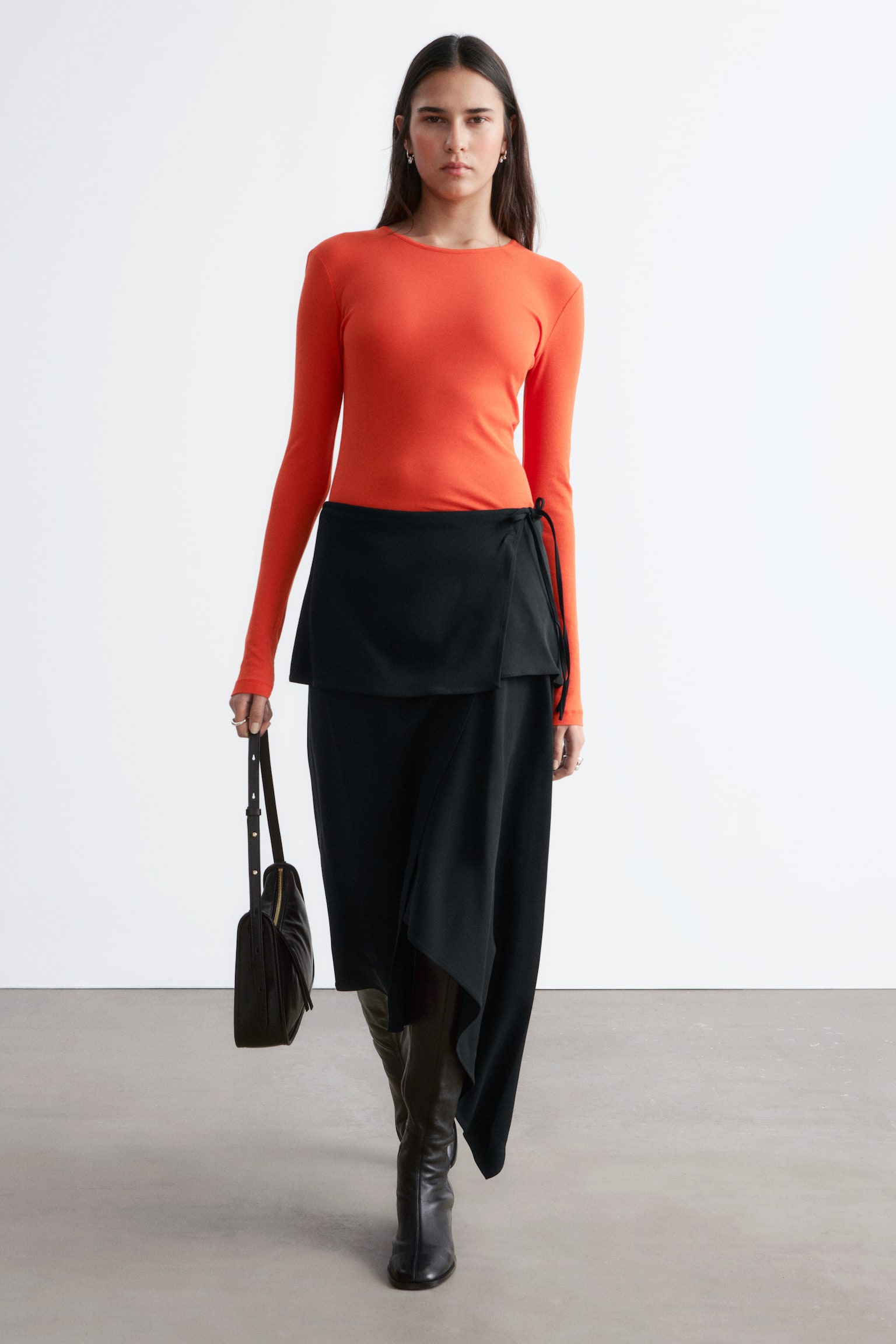 Katoenen top met lange mouwen - Oranje/Wit/Bordeauxrood - 3