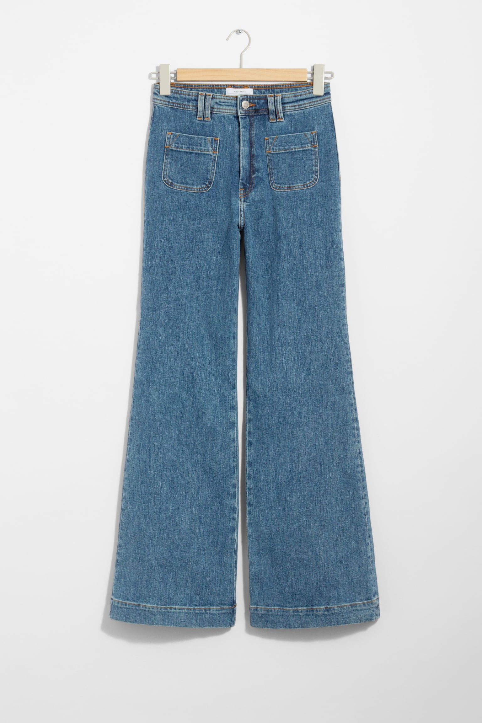 Patch-Pocket Bootcut Jeans - Mid Blue/New Blue - 2