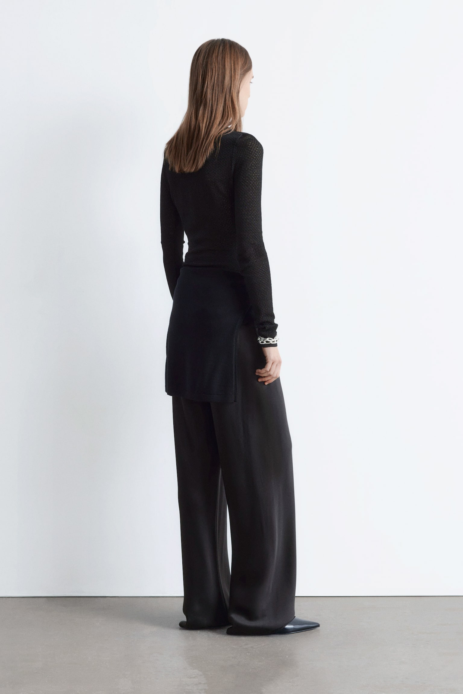 Langärmliger Body aus Pointelle-Strick - Schwarz - 8