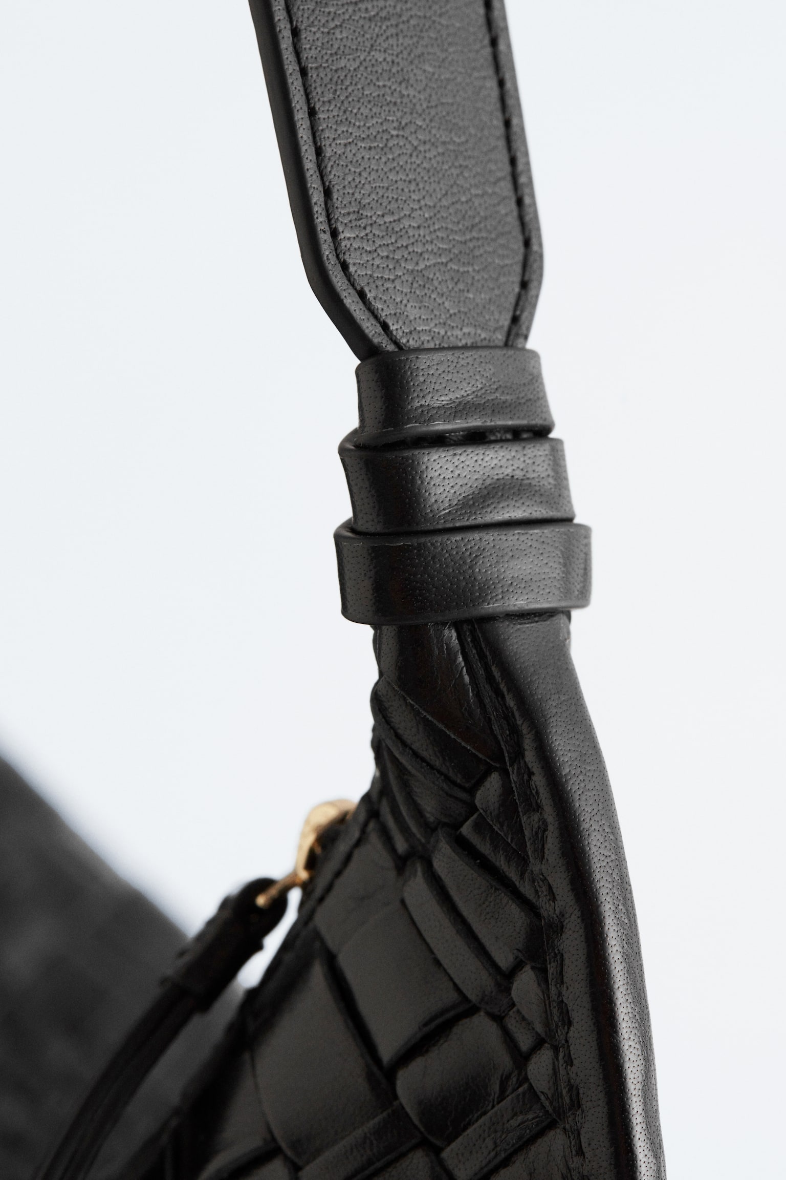 Totebag af flettet læder - Sort/Rust - 6